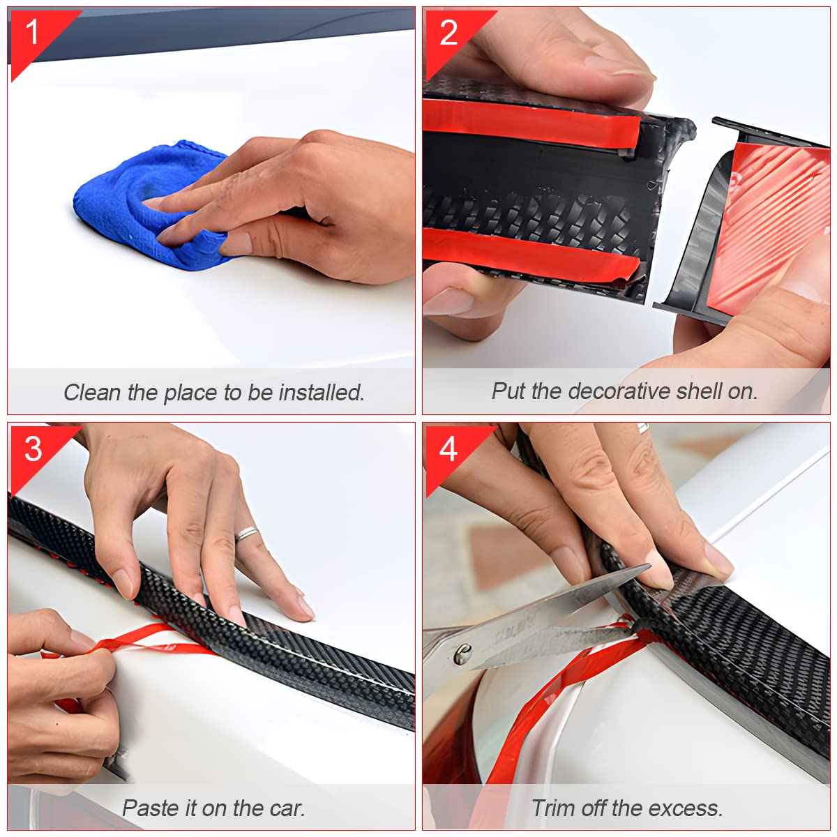 Blilo Car Trunk Spoiler Lip Kit, Universal 4.9Ft Automotive Rear Wing Strip Bar Kit, Vehicle Punch-Free Installation Tail Fin Ro