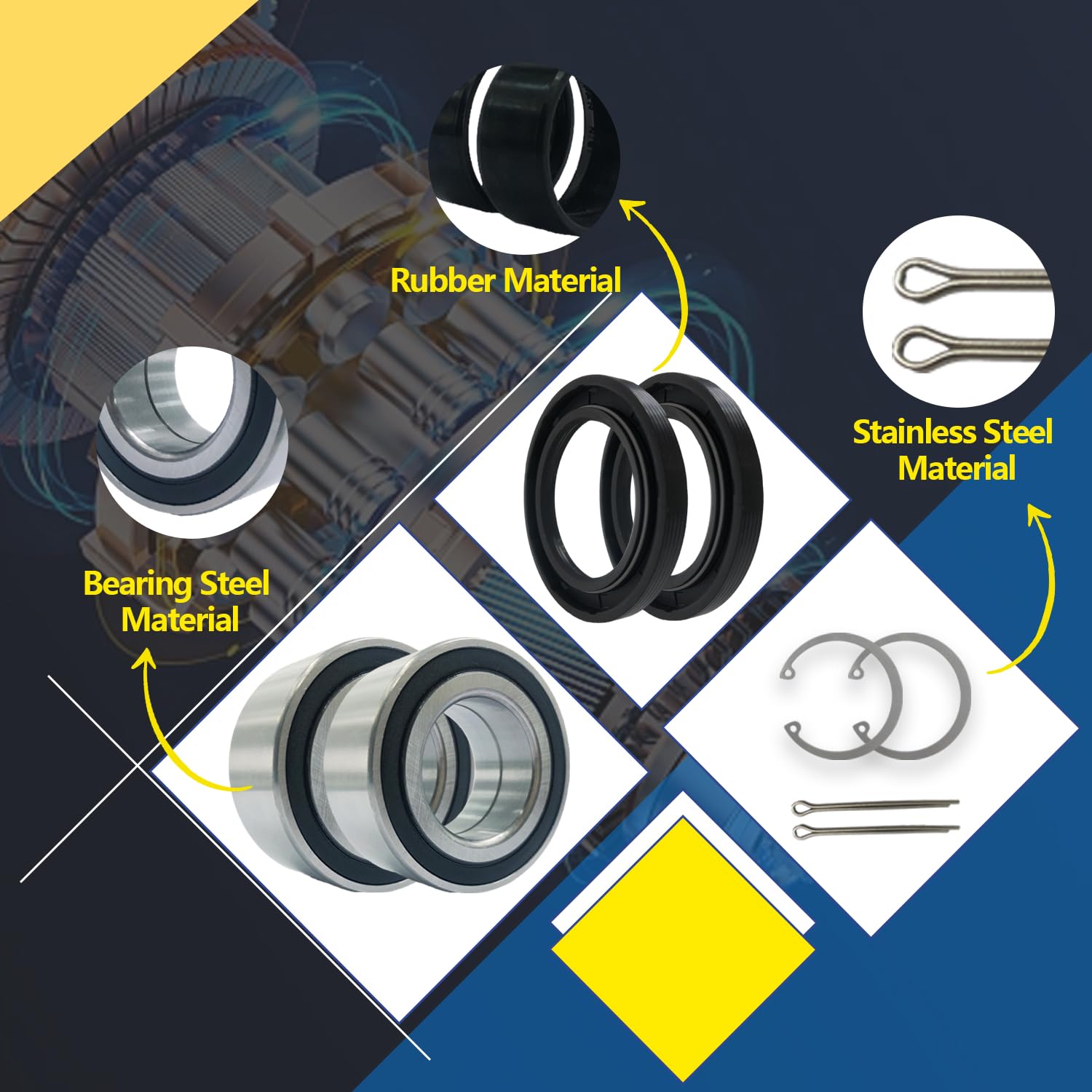 Biglknm Front Wheel Bearing & Seal Kit Fit For Atv Foreman 400 450 500 Rubicon 500 Rincon 650 680 Wheel Hub Bearing Replace 91051-Ha7-651 91209-Hn2-003 91256-Hm7-003