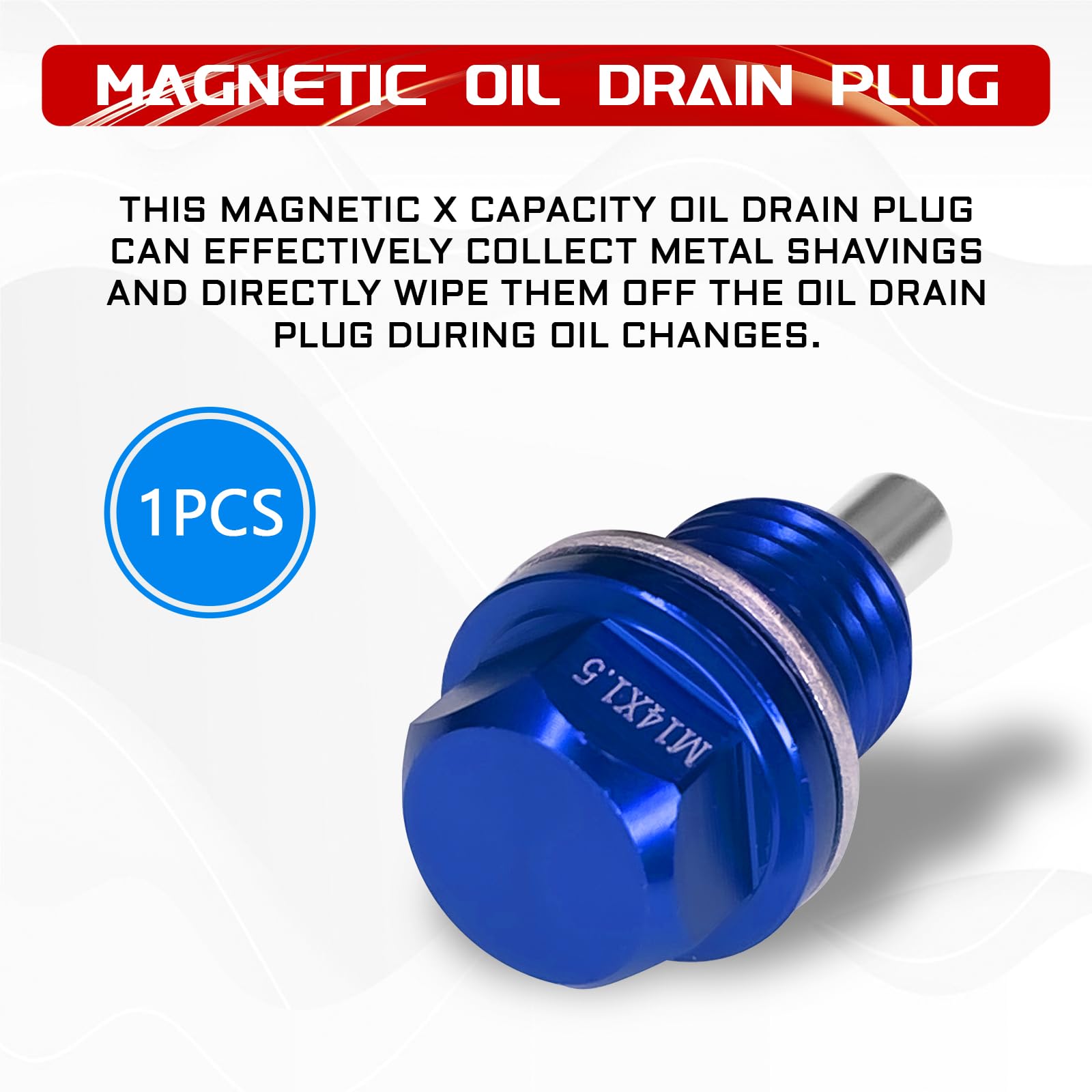 Hirificing M14  1.5 Car Magnetic Oil Drain Plug Removal Tool, Aluminum Alloy Oil Pan Sump Drain Nut Bolt Screw Repair Kit for Mo