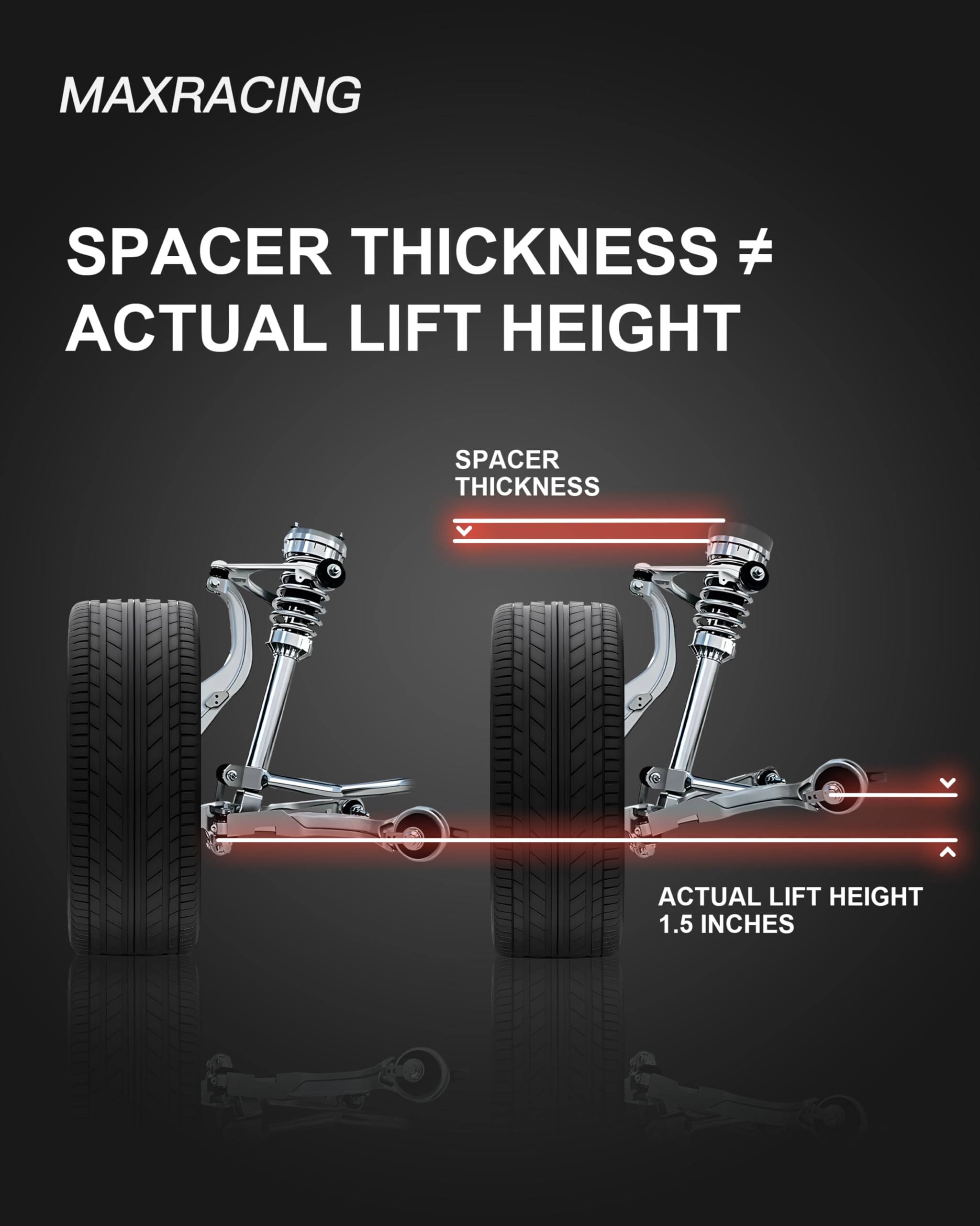 Maxracing 1.5'' Front Leveling Kit Strut Lift Spacers Compatible With 2007-2024 Chevy Silverado Avalanche Suburban Tahoe 1500 |