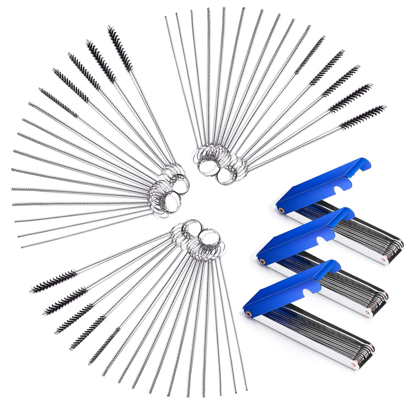 6 Set Carburetor Carbon Dirt Jet Remove Cleaner 39 Cleaning Wires Set + 30 Cleaning Needles + 15 Nylon Brushes For Motorcycle At