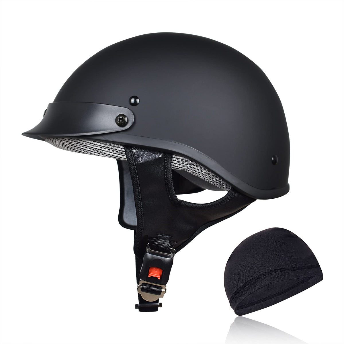 Chcycle Helmets For Adults Motorcycle Half Helmet Casco Para Motocicleta For Women Men Dot Approved Cycling Motocross (Large, Matte Black)