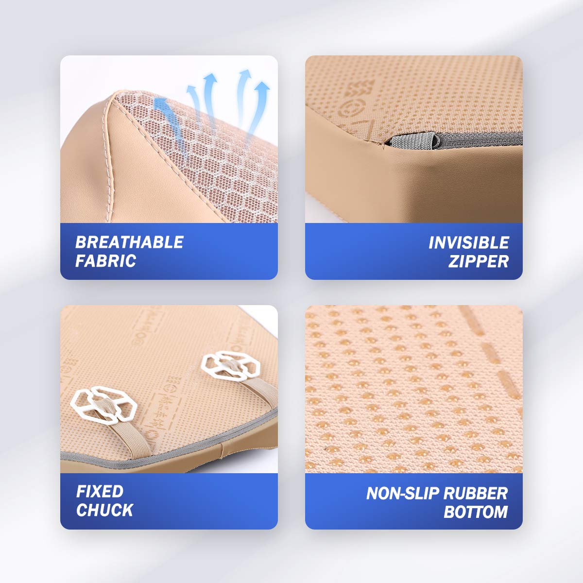 Kingleting Car Seat Cushion, Comfortable Memory Foam Cushion For Driving, Auto Heightening Wedge Cushion For Sciatica Tailbone P