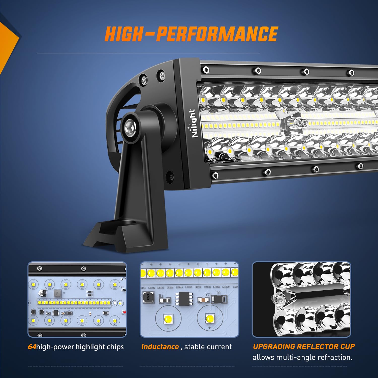 Nilight 42 Inch Led Light Bar 320 Led Chips 11240Lm Curved Triple Row Spot Flood Combo High Power Driving Off Road Lights For Tr