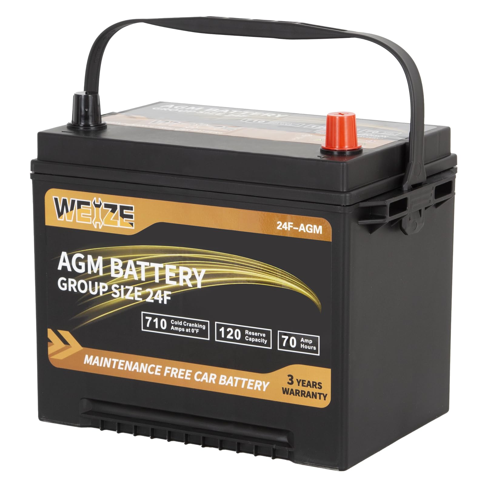 Weize Platinum Agm Battery Bci Group 24F Automotive Battery, 120Rc, 710Cca, 36 Months Warranty