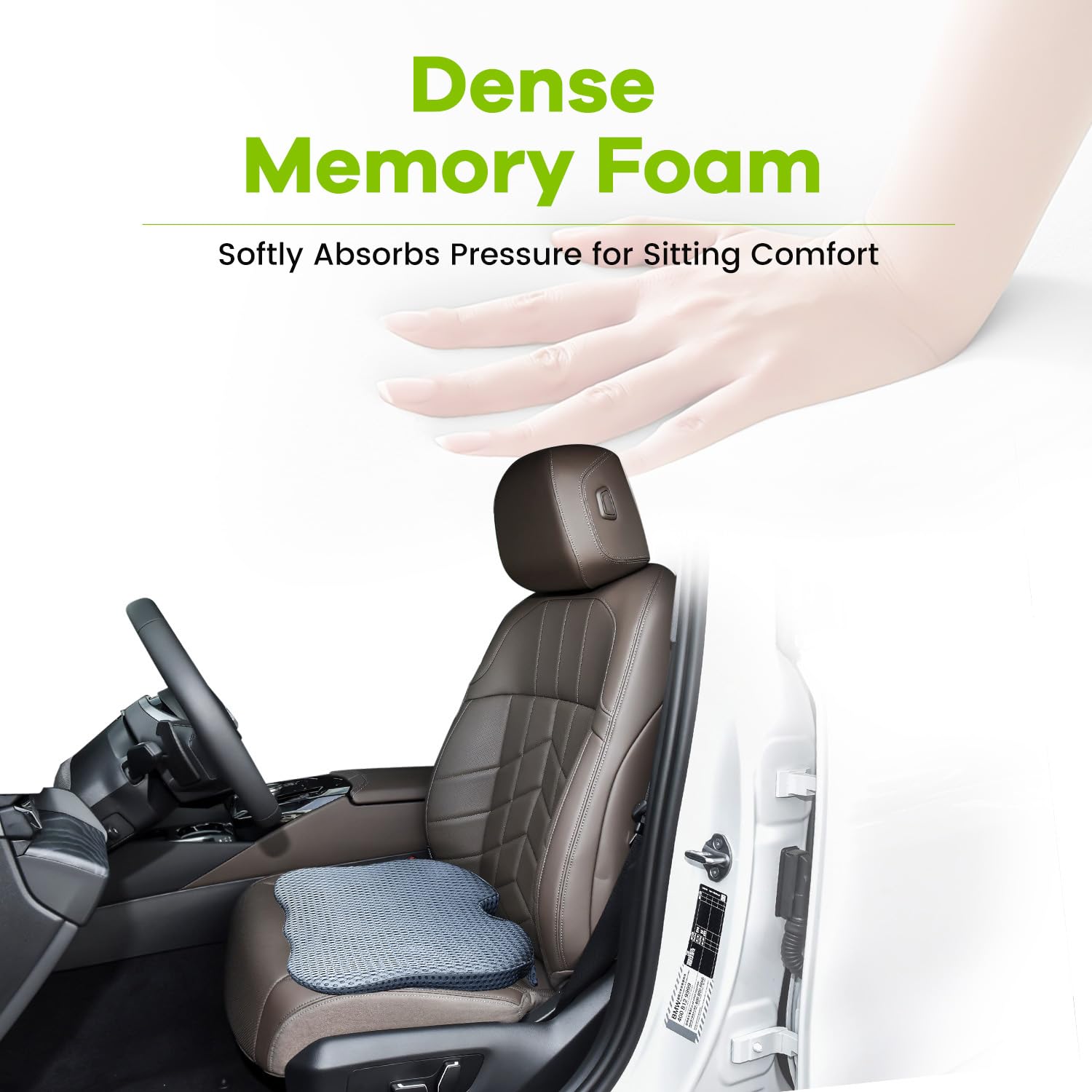 Wedge Car Seat Cushion For Driving Broaden Vision By Raised Back- Soft Dense Memory Foam Car Seat Cushion For Car Seat Driver/Pa