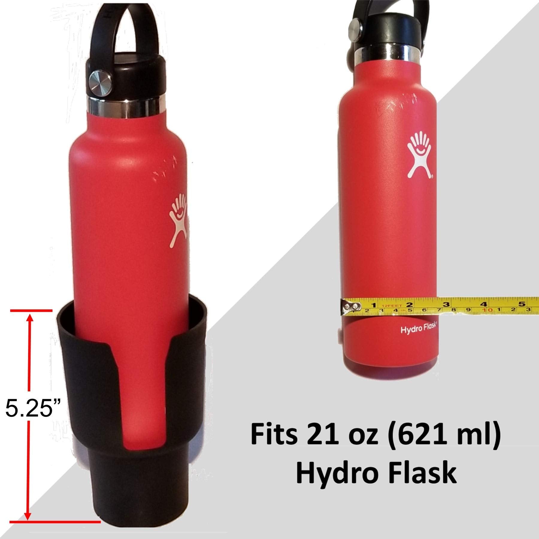 Gadjit Cup Keeper Adapter (2 Pk) expands Narrow Car Cup Holders from 2.5-3' up to 3.25' in Diameter to Hold Mugs, Convenience Store Cups, Water + Soda Bottles up to 3.25' Wide and 8-10' Tall (Gray)