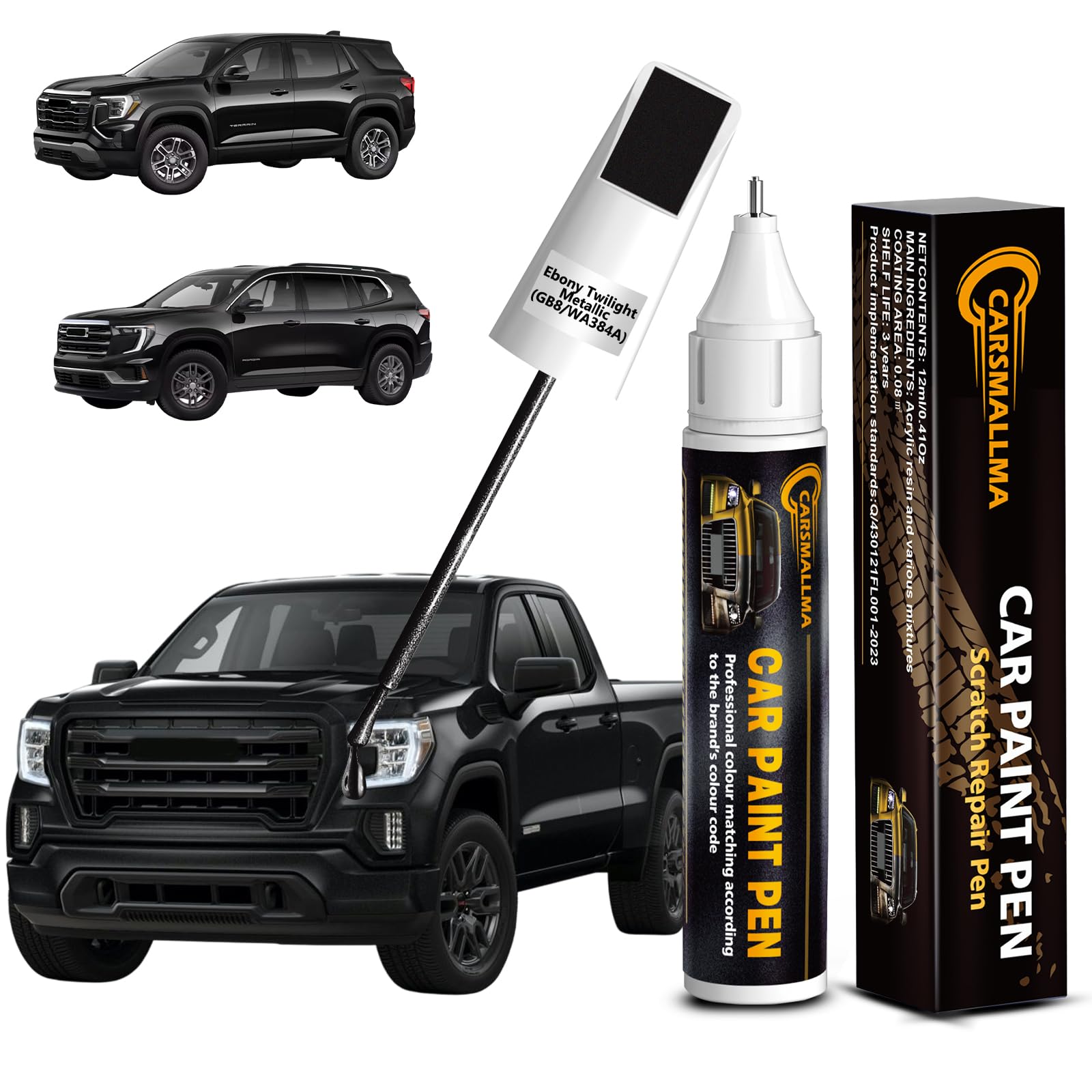 carsmallma Ebony Twilight Metallic(GB8/WA384A) Car Touch Up Paint for GMC, Color Accurate Car Paint Scratch Repair Pen Kit Quick