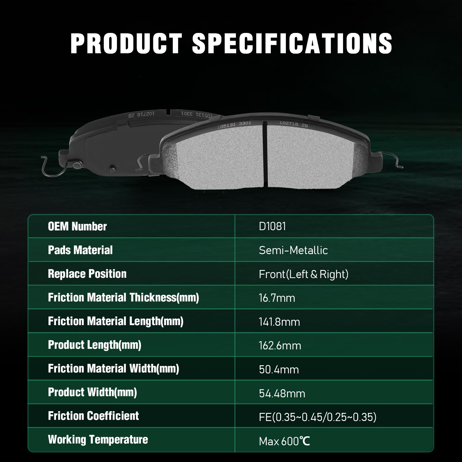 Automuto D1081 & D1082 Ceramic Brake Pads Kits, Front Rear 8Pcs Brake Pads Set Fit For 2005-2010 For Ford Mustang