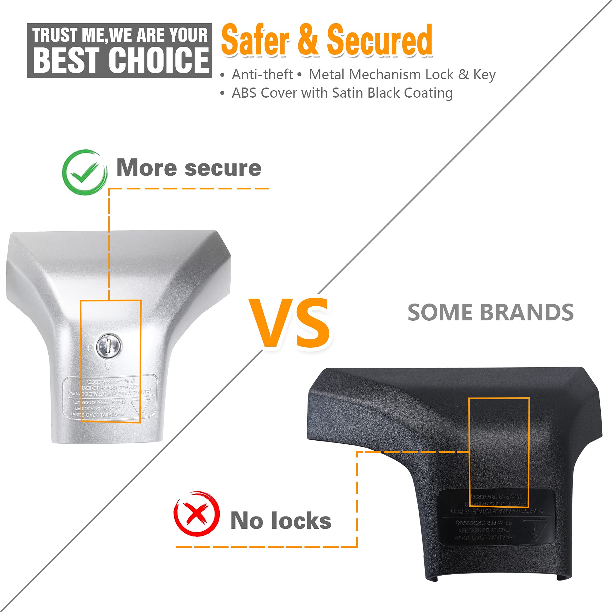 Autekcomma Silver Heavy Duty Roof Rack Crossbar Replacement For Toyota Highlander 2020-2025 Xle Limited Platinum,Anti Theft Mechanism Lock With Max 260 Lbs Loading Weight Crossbar(Sold As 1 Pair)