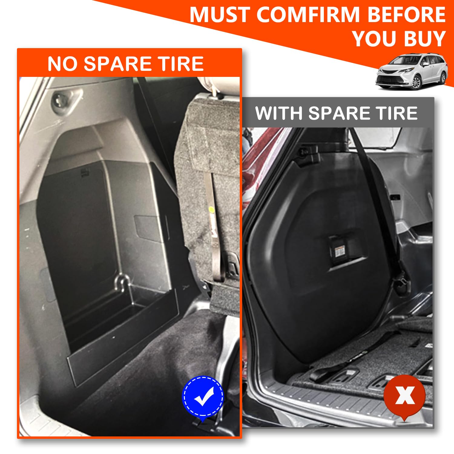 powoq Trunk Mat Compatible with 2021-2025 Toyota Sienna 3rd Row Cargo Liner TPE Rear Trunk Liner Mat Replacement for 2021 2022 2