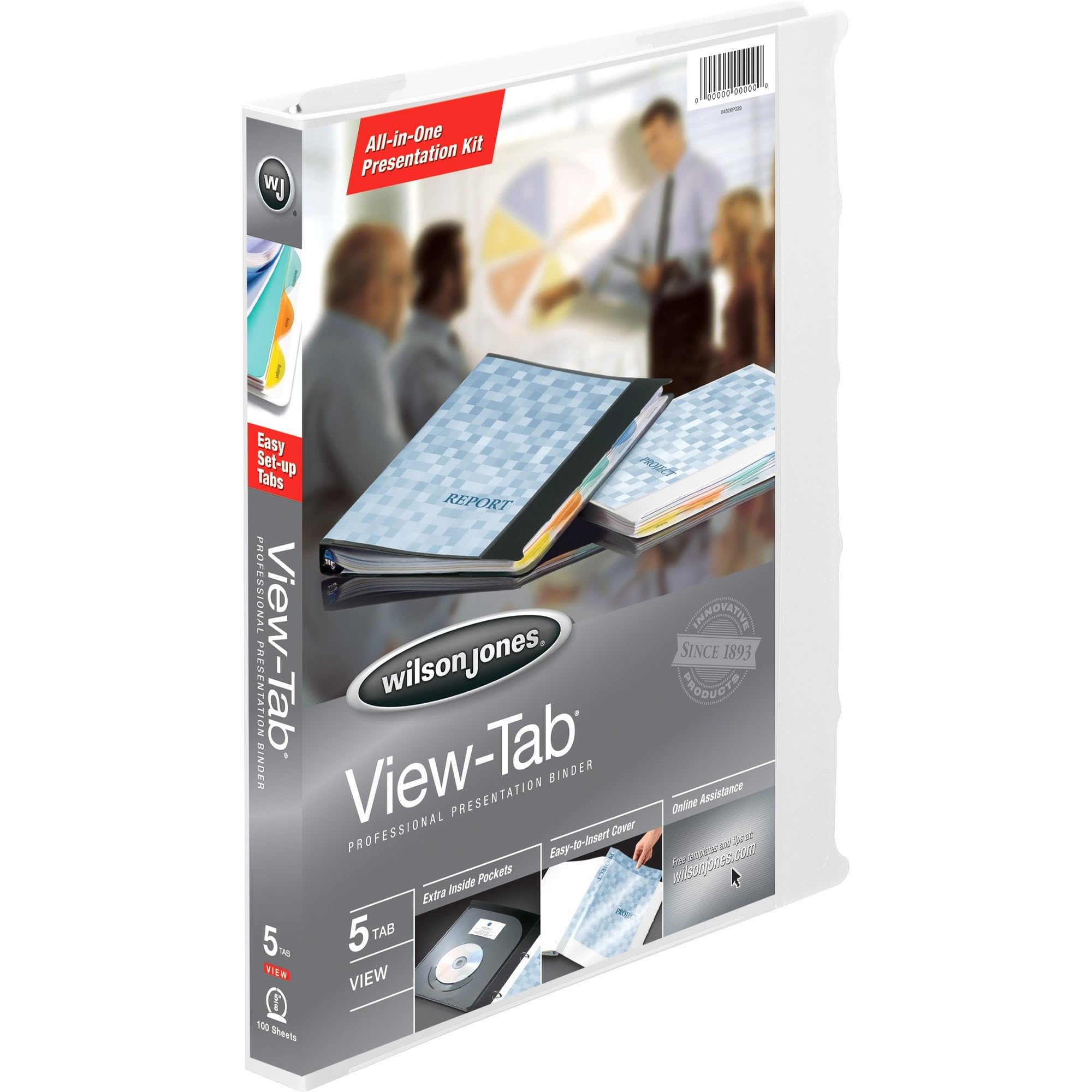 Wilson Jones 55364 View-Tab Presentation Round Ring View Binder W/Tabs, 5/8'' Cap, White