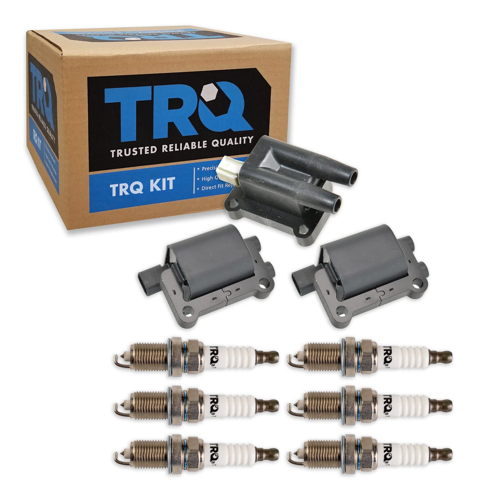 Trq Ignition Kit Ignition Coil Spark Plugs Compatible With 2001-2002 Mitsubishi Montero 1999-2004 Montero Sport
