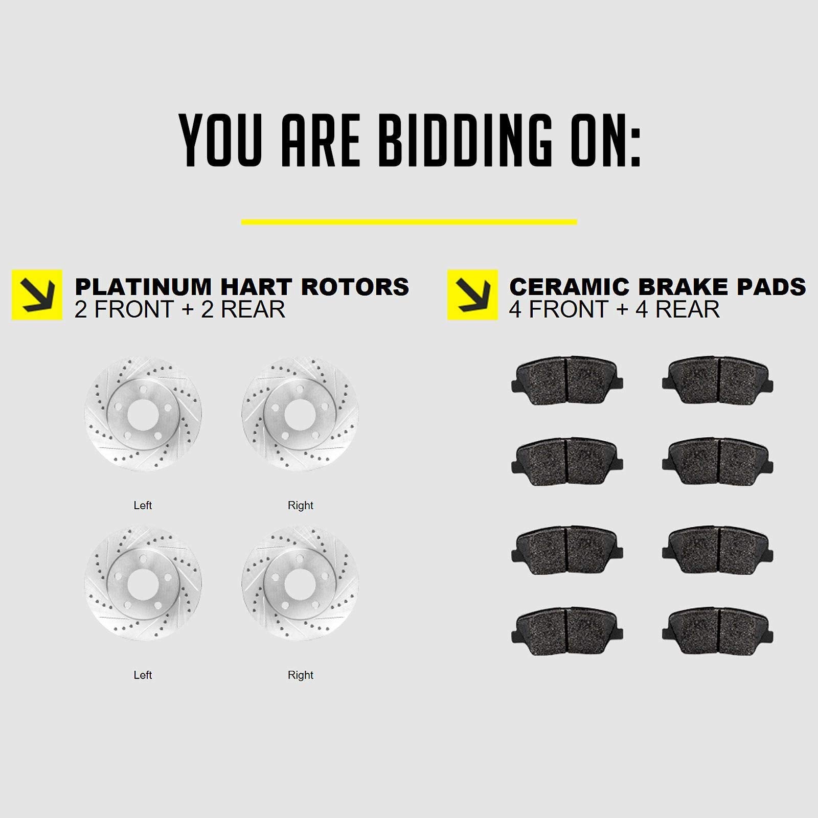 Hart Brakes Front Rear Brakes And Rotors Kit |Front Rear Brake Pads| Brake Rotors And Pads| Ceramic Brake Pads And Rotors |2016-