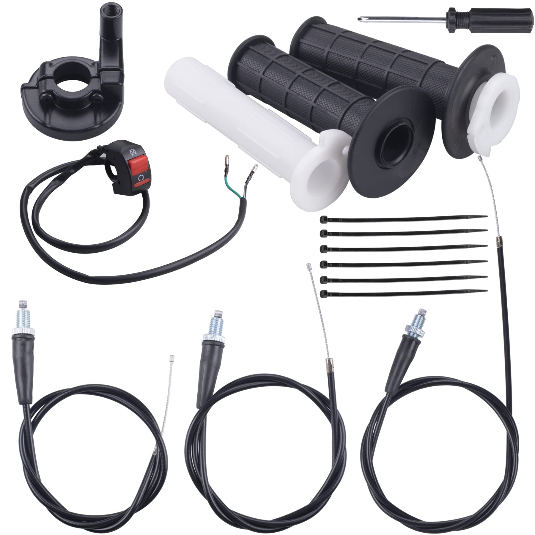 JINGKE 7/8'' 22mm Twist Throttle Accelerator Handle Grips and Cable Set for 50cc 110cc 150cc 250cc Mini Bike ATV Quad Pit Bike D