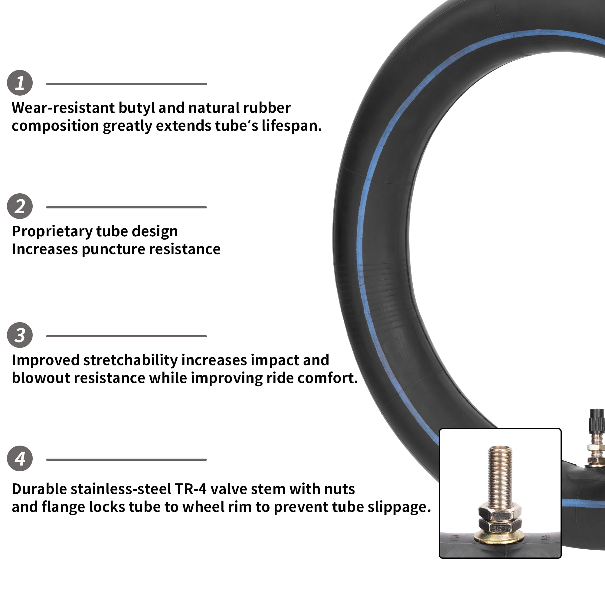 WATODAY 2.50-10 Inner Tube with Straight Valve Stem for CRF50 XR50 DRZ70 PW50 Mini Dirt Bikes - 10 Inch Size