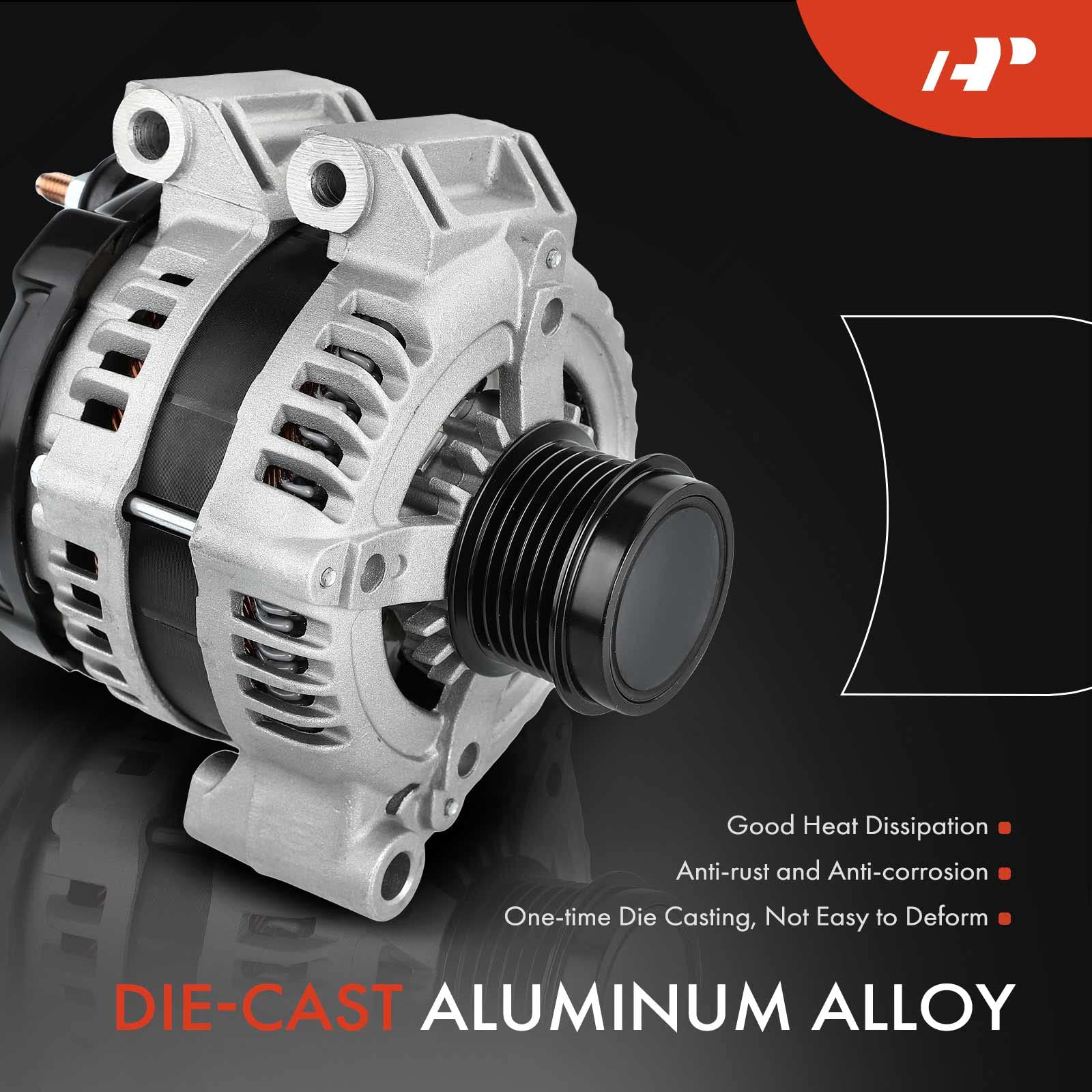 A-Premium Alternator Compatible With Chrysler 200 11-14, Town & Country 11-16 & Dodge Avenger 11-14, Grand Caravan 11-20, Journey 11-19 & Ram C/V & Vw Routan, V6 3.6L, 12V 160 Amp, 6-Groove Pulley