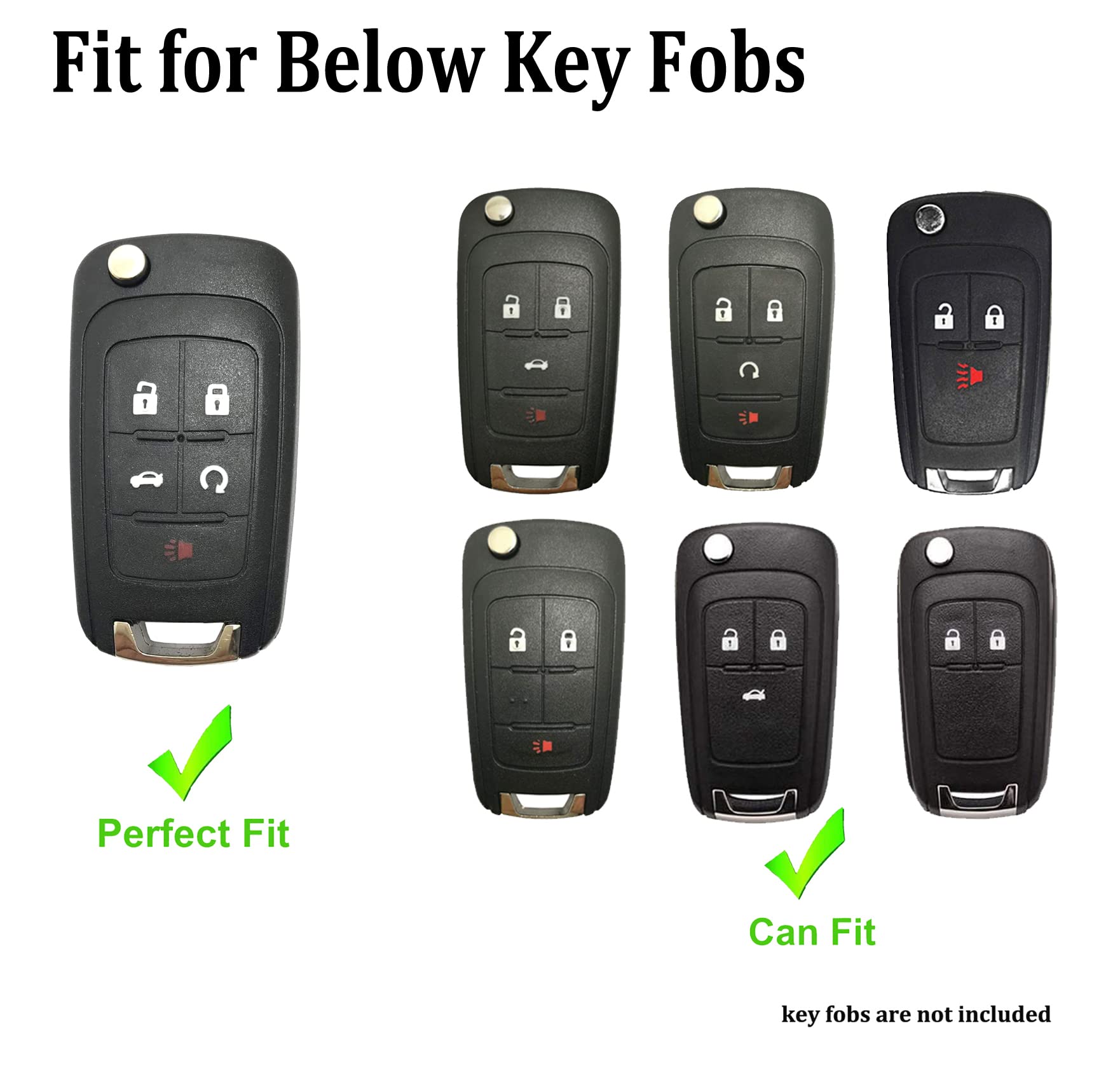 Arruweer Soft Tpu Key Fob Cover For Chevy Equinox Camaro Cruze Malibu Sonic Buick Gmc Terrain Flip Key Fob With Keychain