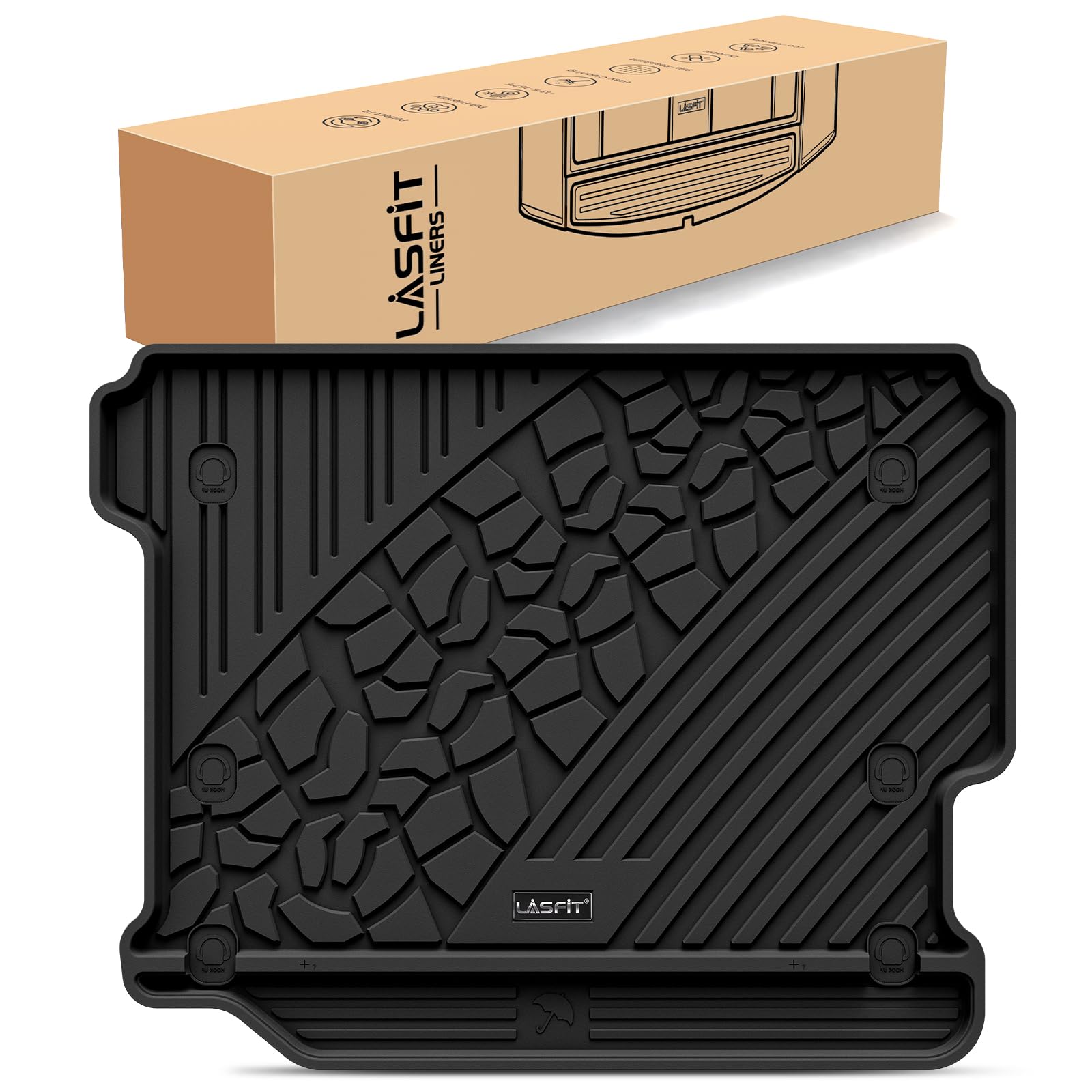 Lasfit Trunk Mat For Jeep Wrangler Jl 2018-2024 2025 No Subwoofer With Flat Load Floor Unlimited 4 Door (Not For Jk/Not 4Xe / No