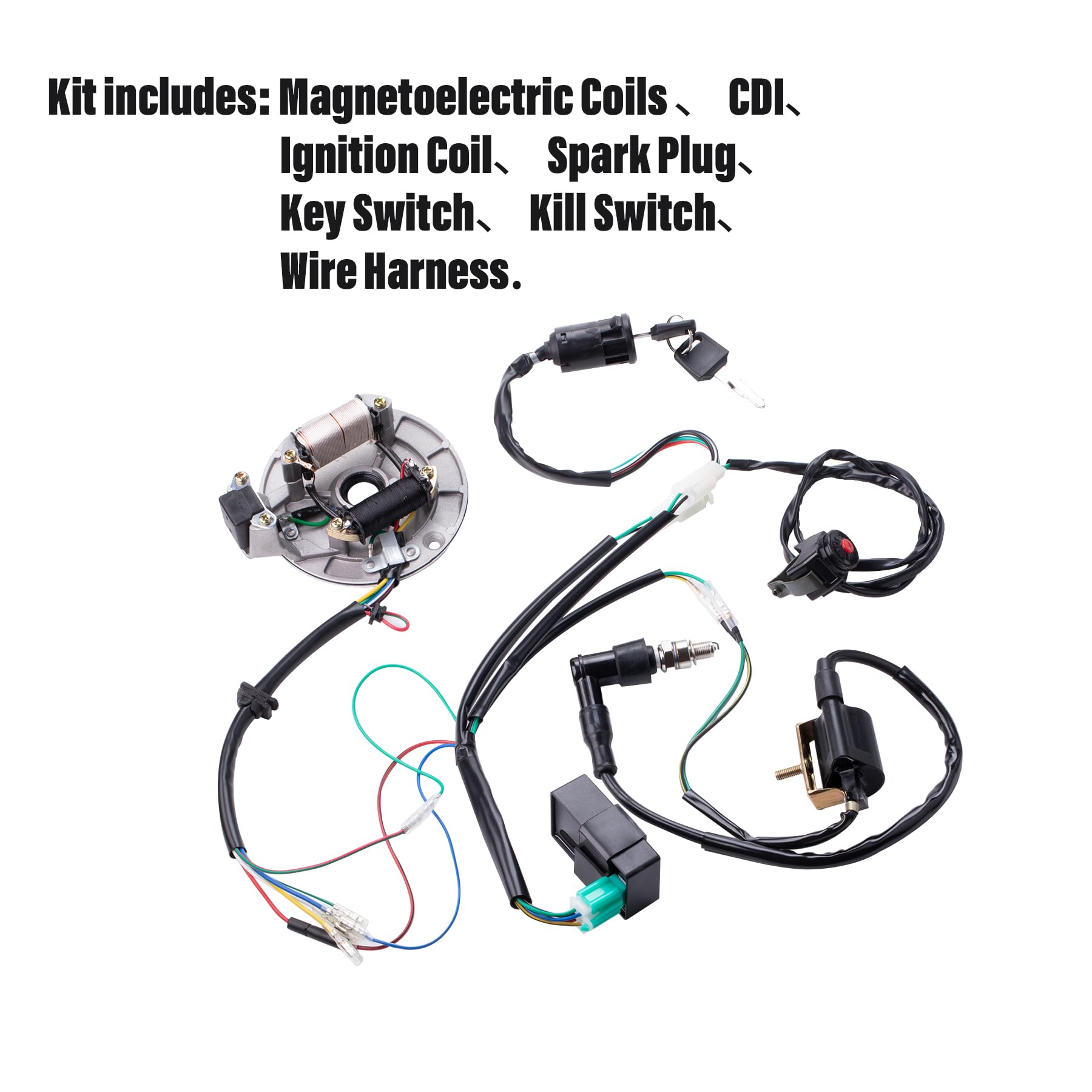 CIOM Magnetoelectric Coils Wiring Loom Harness Kill Switch Ignition Coil Cdi Box Spark Plug Rebuild Kit Kick Start Dirt Pit Bike