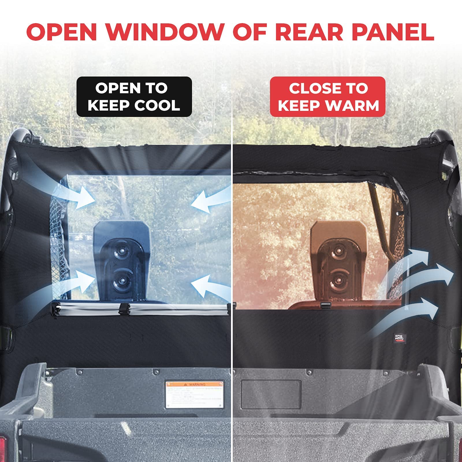 KEMIMOTO UTV Rear/Mid Panel with Open Window Compatible with Pioneer 700 and Pioneer 700 4P 2014-2024 Replace 0SR95-HL3-211A, Fa