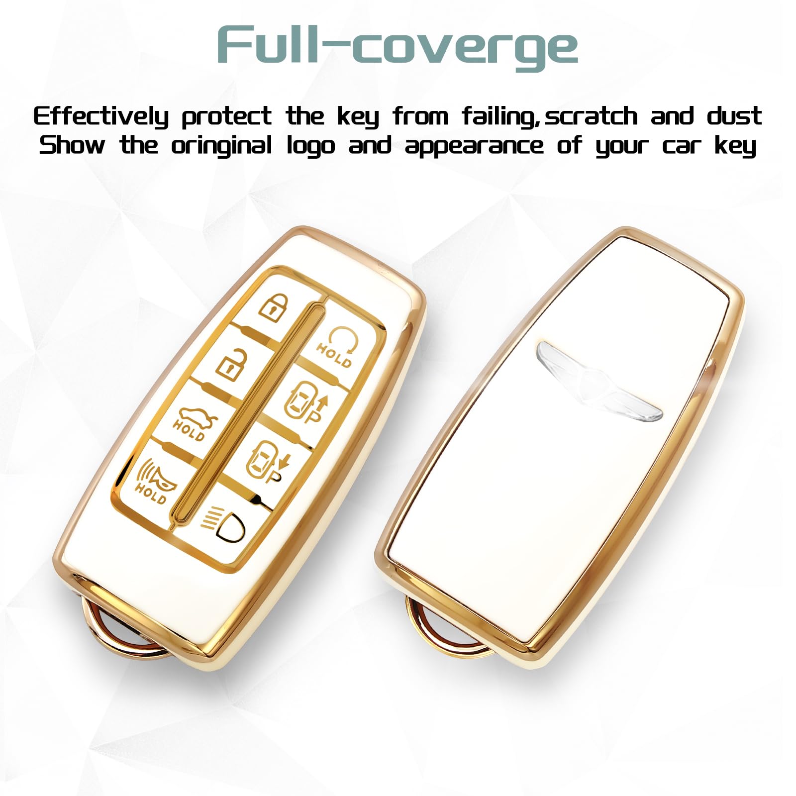 Compatible With Genesis Key Fob Cover, Gold Keychains, For G80 Gv80 Gv70 G90 2021 2022 2023 6 8 Buttons Tpu Genesis Accessories