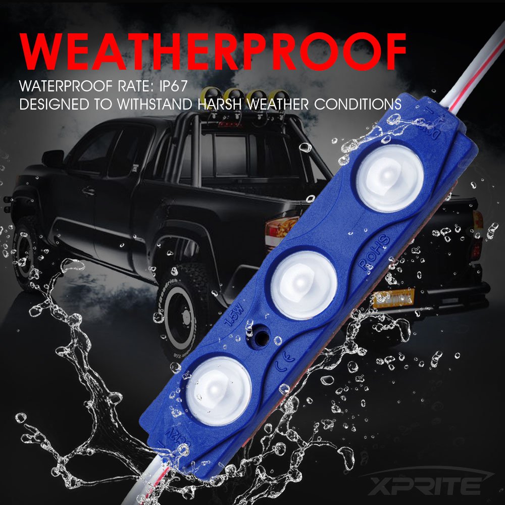 Xprite Blue Led Truck Bed Light Kits Rock Lights With On/Off Switch, For Pickup Footwells, Running Boards, Cargo, Under Car, Ton