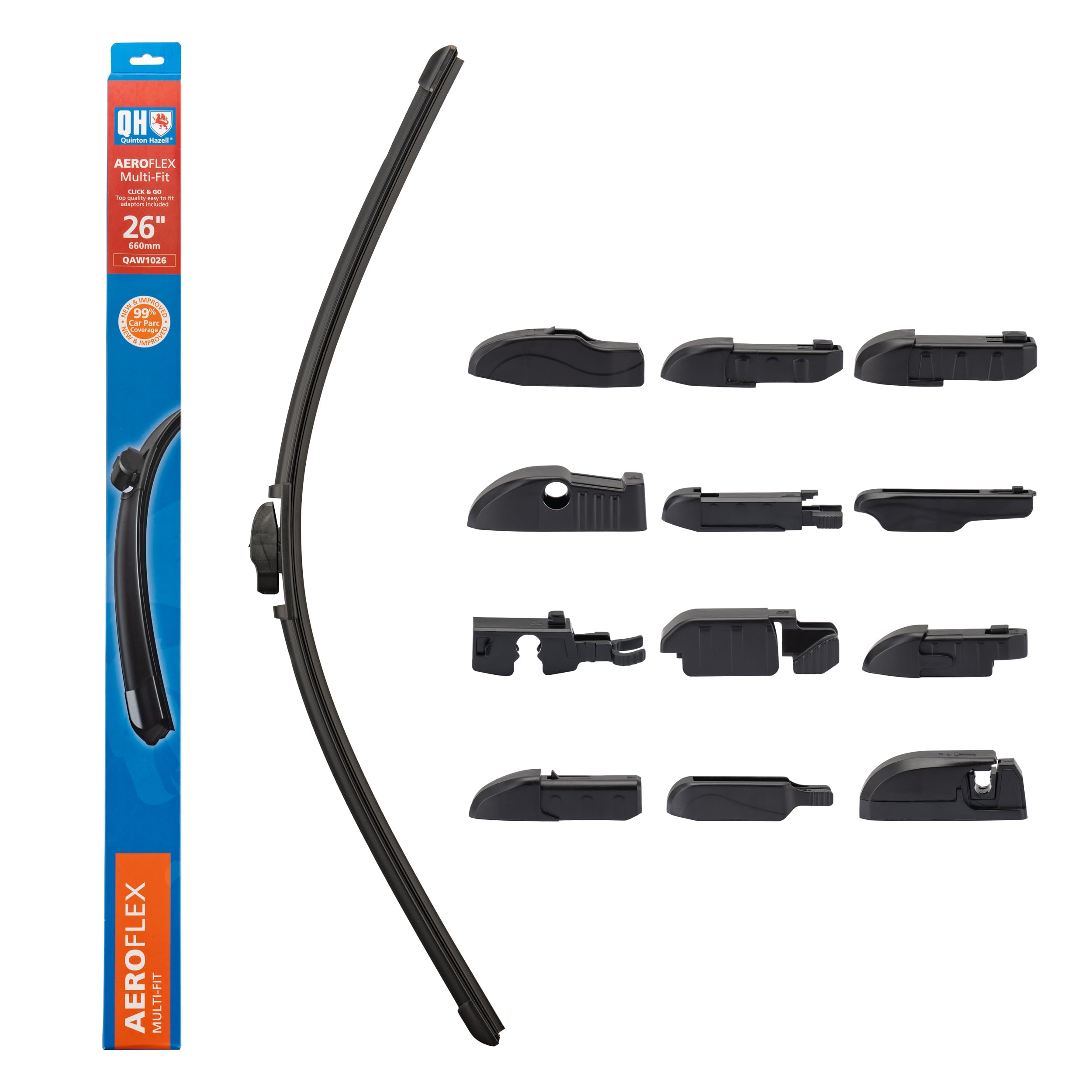 Quinton Hazell Aeroflex Universal, Multi-Fit Flat 26 Inch / 660 Mm - Car Windscreen Wiper Blade Qaw1026