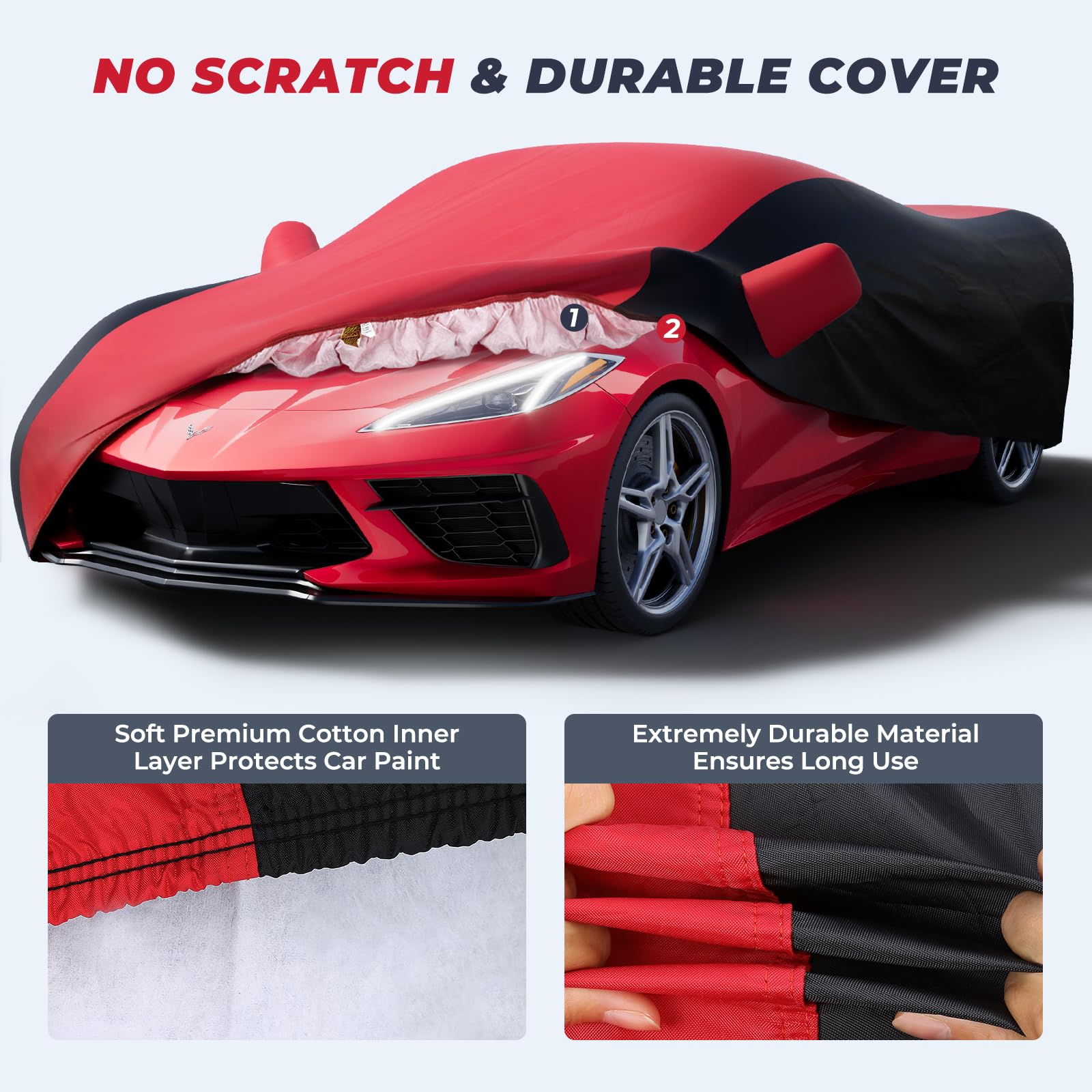 Kakit Waterproof Car Cover Custom Fit For 2020-2022 C8 Stingray, Uv Resistant Fade-Proof Cover For Chevy Corvette, Indoor & Outd