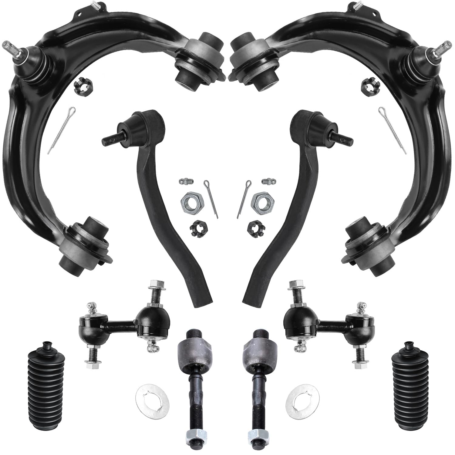 Detroit Axle - Front Upper Control Arms, Sway Bars, Inner Outer Tie Rods Replacement for 2004-2008 Acura TSX - [2003-2007 Honda 