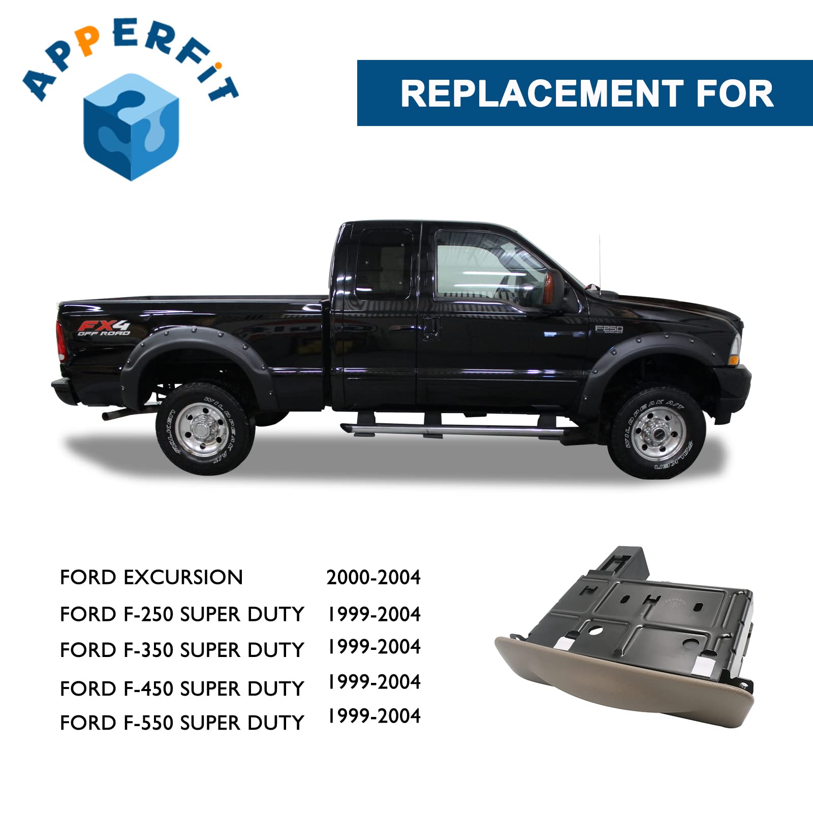 Apperfit In Dash Cup Holder For 1999-2004 Ford F250 F350 F450 F550 Super Duty Truck 2000-2004 Excursion Tan Replaces Yc3Z-251356