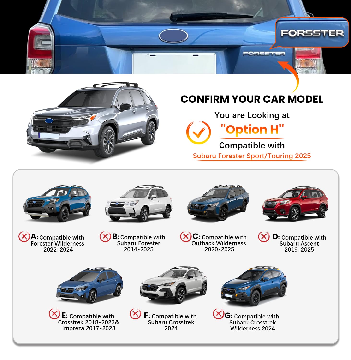 Hmmtyrack Roof Rack Cross Bars Compatible With 2025 Subaru Forester Sport/Touring, Aluminum Lockable Roof Rails Crossbars For Ro