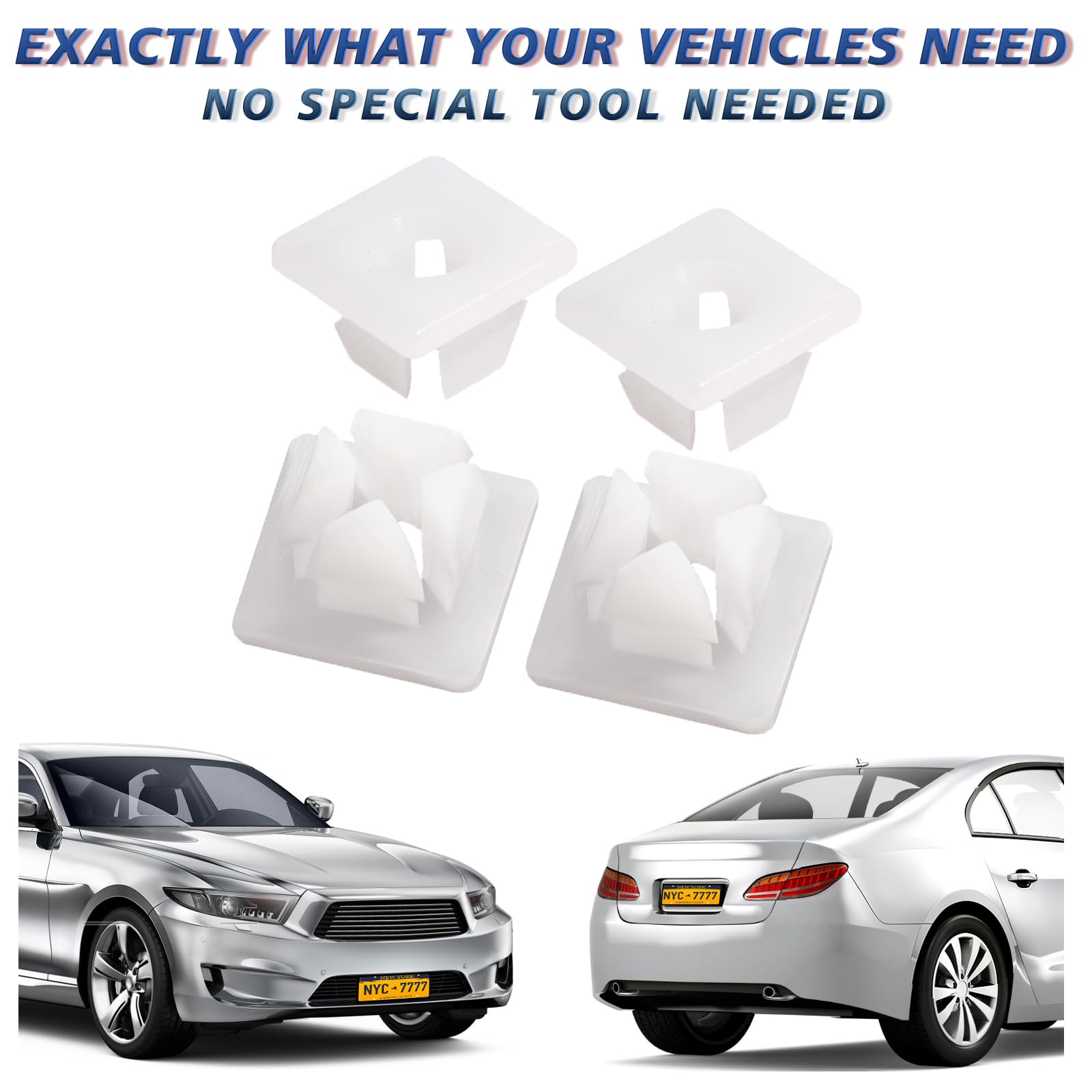 Nylon License Plate Screw Inserts - 8 Pcs | Nylon Screw Retainers For Cars Front & Back License Plate Screws, Self Tapping Gromm