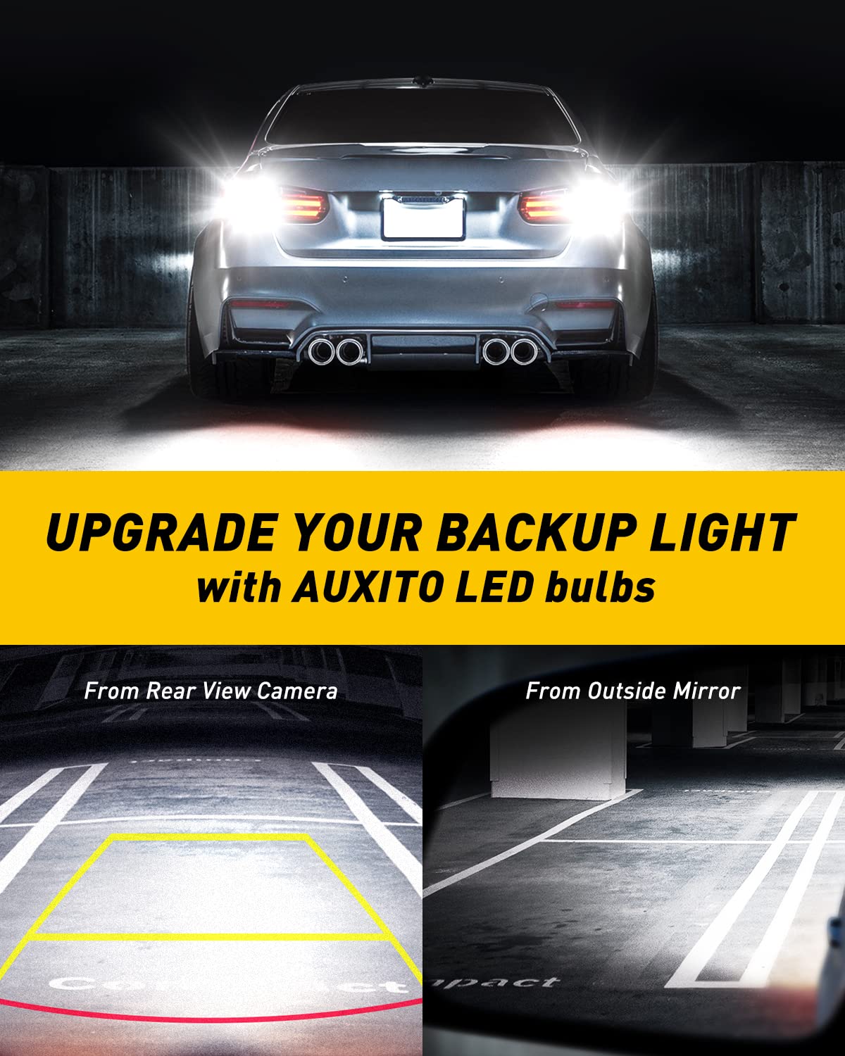 Auxito 912 921 Led Bulb For Backup Light Reverse Lights High Power 2835 15-Smd Chipsets Error Free T15 906 922 W16W Bulbs, 6000K