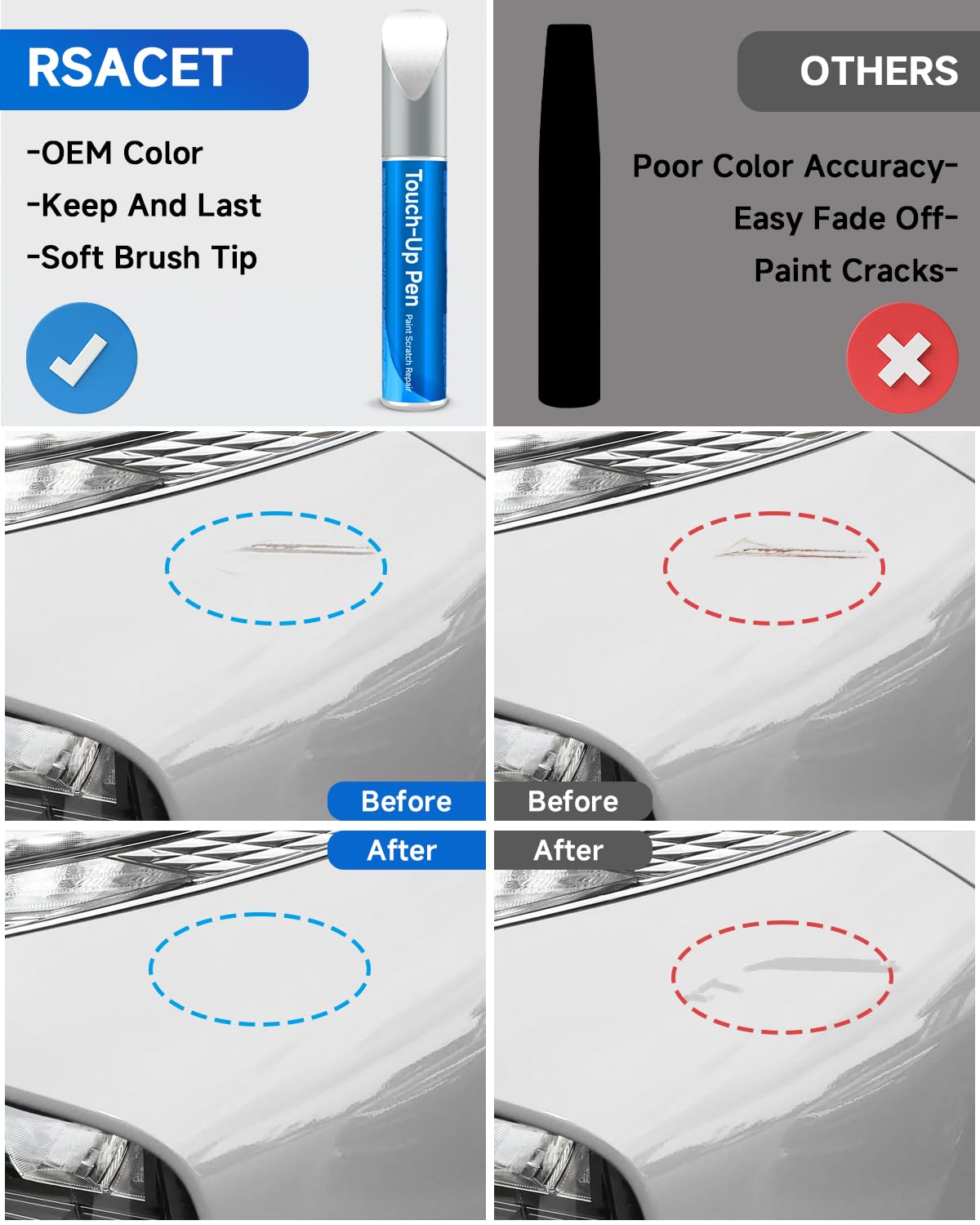 Powder White Pearl (W1) Touch Up Paint Compatible with Hyundai Exact Match Touch Up Paint Car Scratch Repair