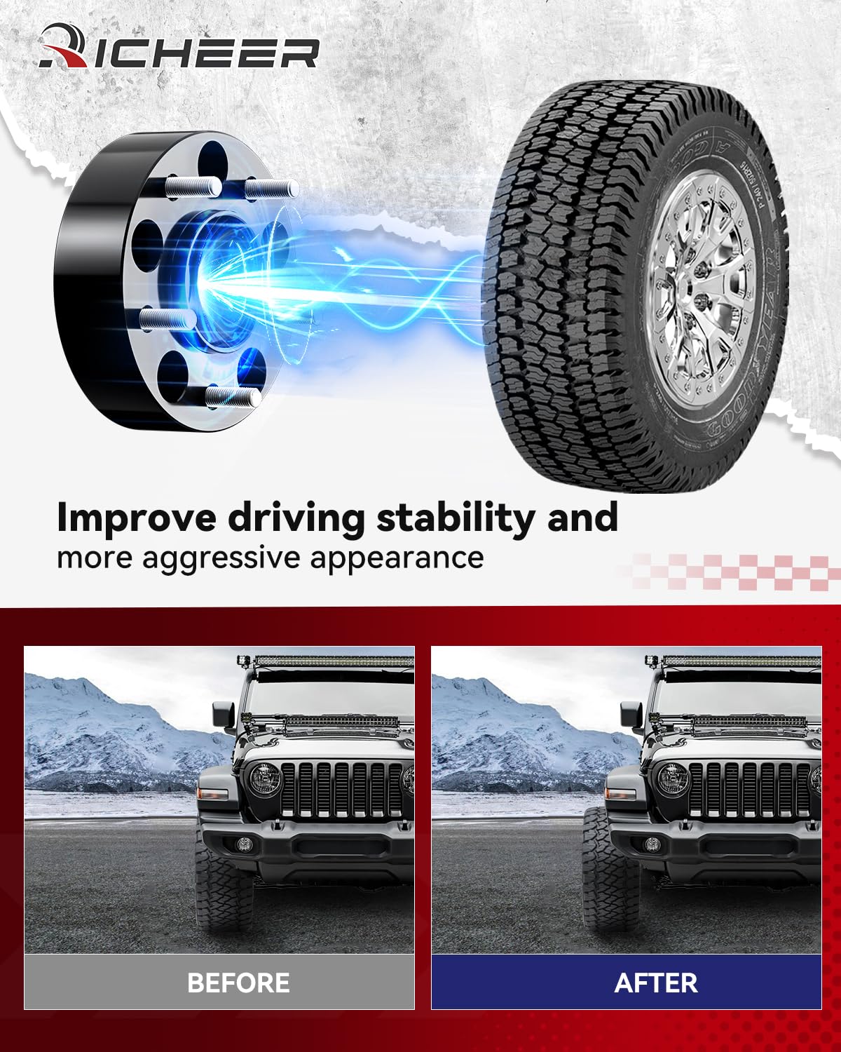 Richeer 2 Inch 5X5 Wheel Spacers For 2018-2024 Wrangler Jl, 2011-2024 Grand Cherokee Wk2 Wl, 2019-2024 Gladiator Jt, 2011-2023 D