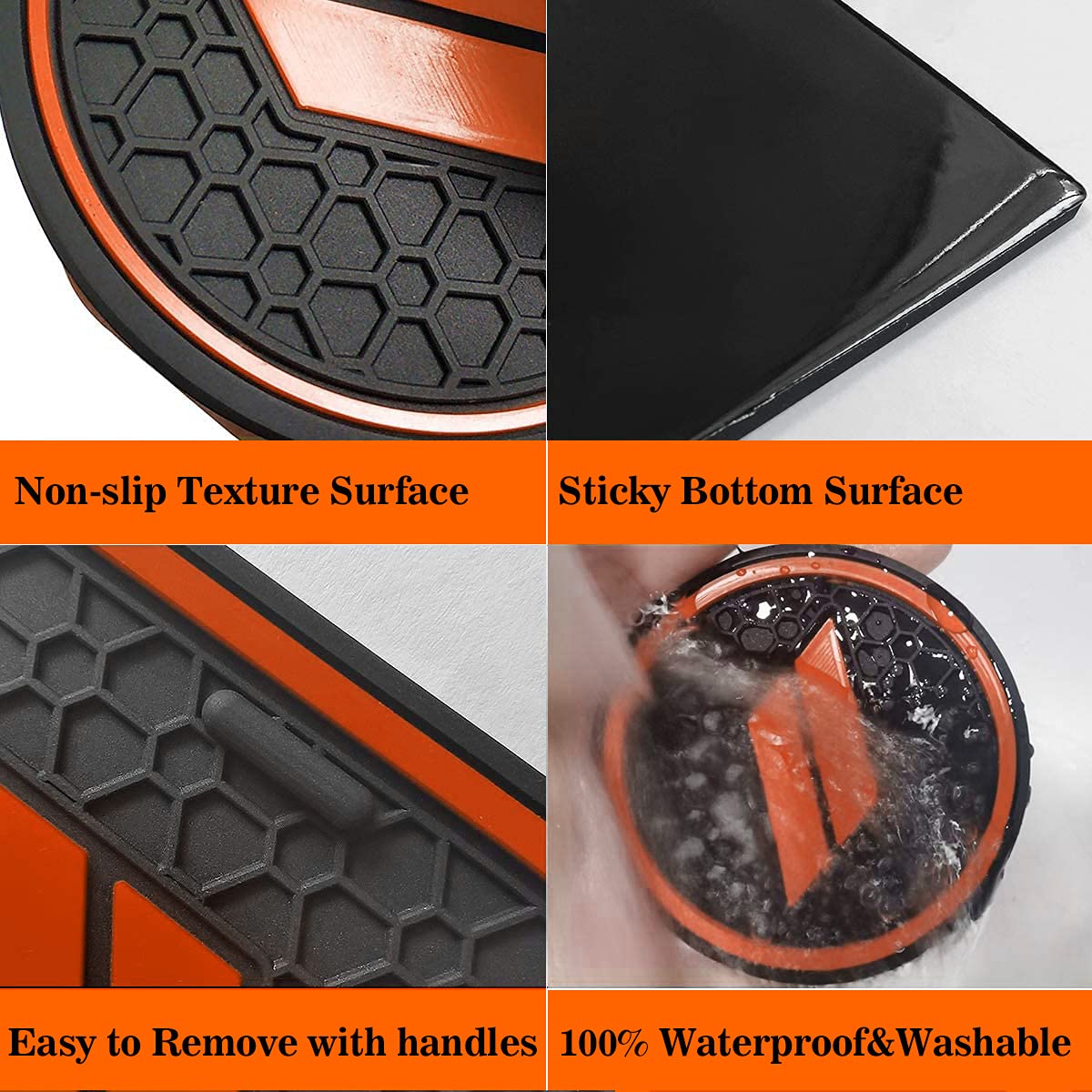 Auprite Non-Slip Anti Dust Mats For Dodge Challenger Accessories 2015-2022, Custom Cup Holder Liners Mats Door Pocket Center Console Liners (Orange/11Pcs)