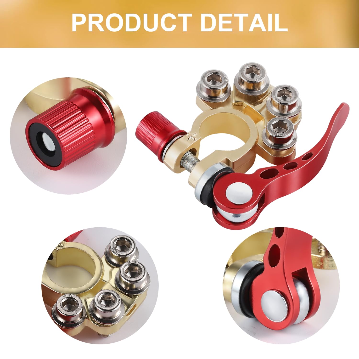 Singaro Car Battery Terminal Connector, 4 Way Positive And Negative Pole Quick Release Terminal Clip, Applicable To Sae/Jis A Ty