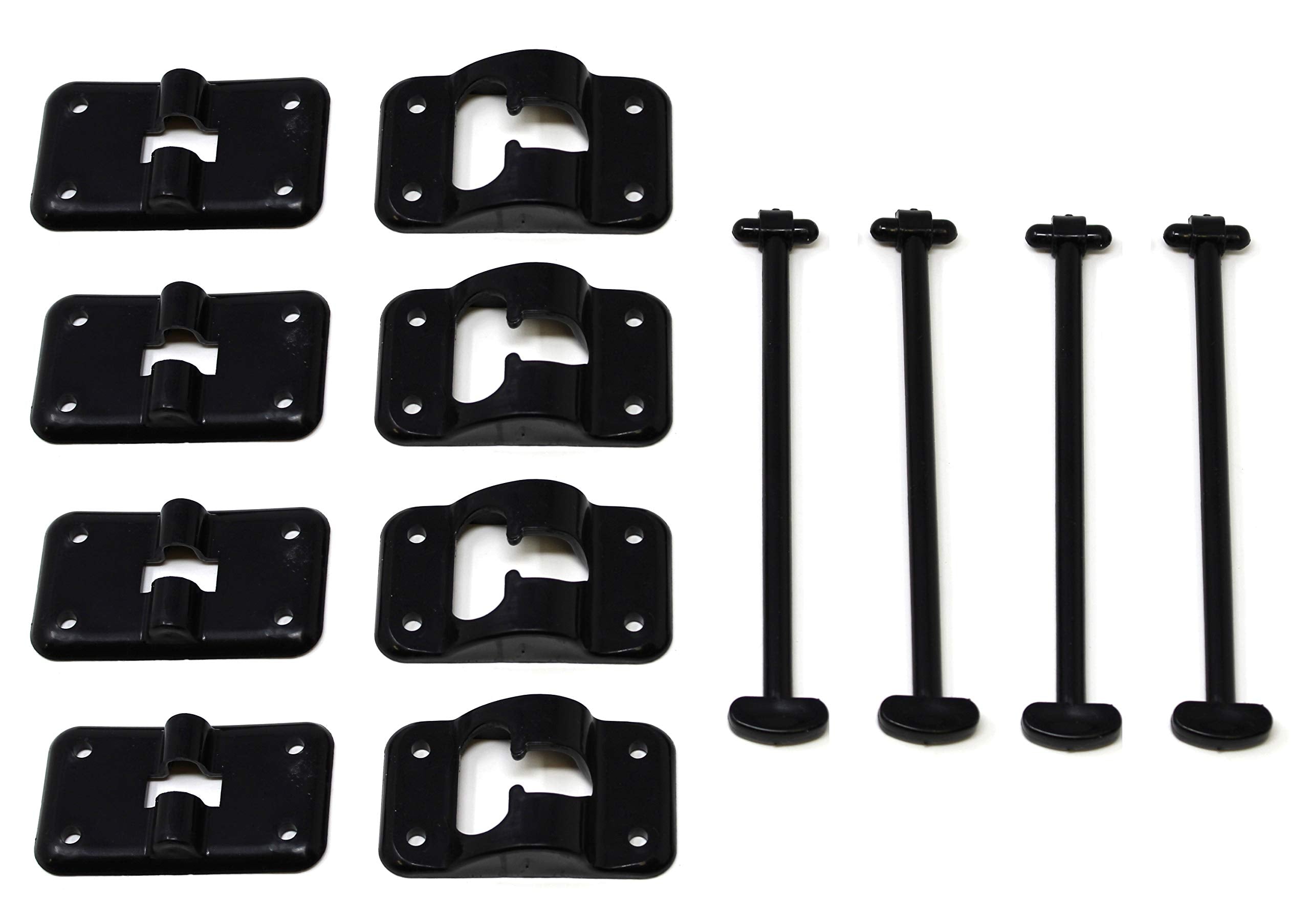Jsp Manufacturing Black Plastic 6” T-Style Entry Door Catch Latch Holder For Rv Camper Trailer Cargo Hatch Assembly Kit (4)
