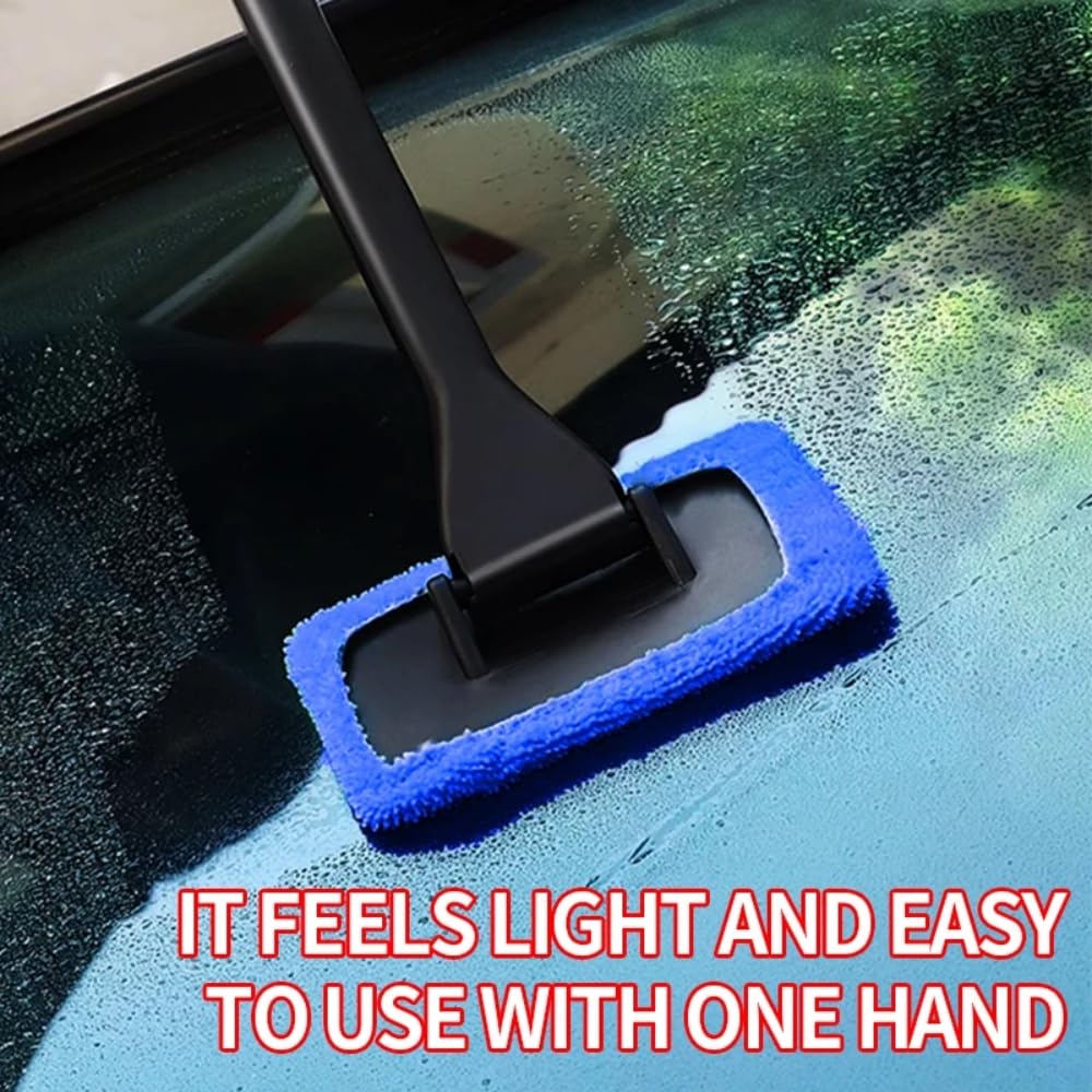 DEPOVTE Windshield Cleaner Tool Car Window Cleaner with 6 Reusable and Washable Microfiber Pads and Extendable Handle Auto Insid