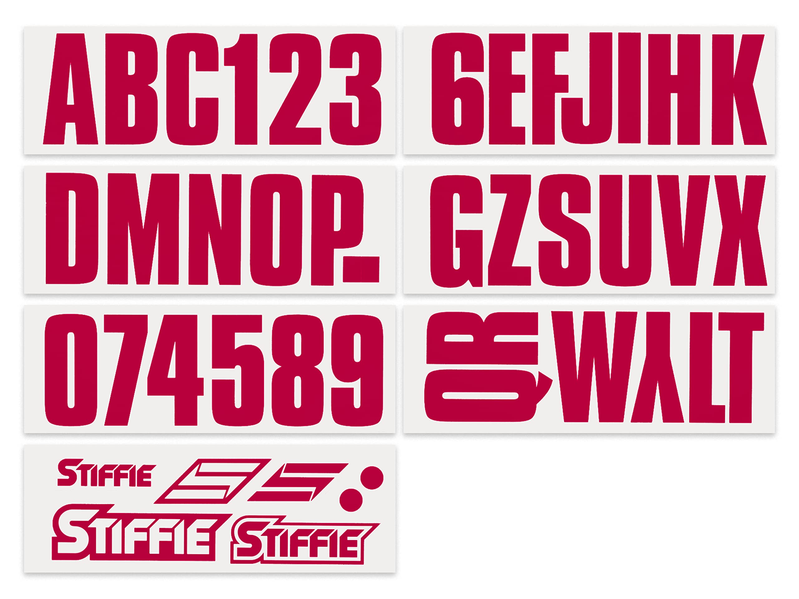 Stiffie Uniline Burgundy 3'' Boat & Pwc Registration Decals  Numbers Letters Stickers
