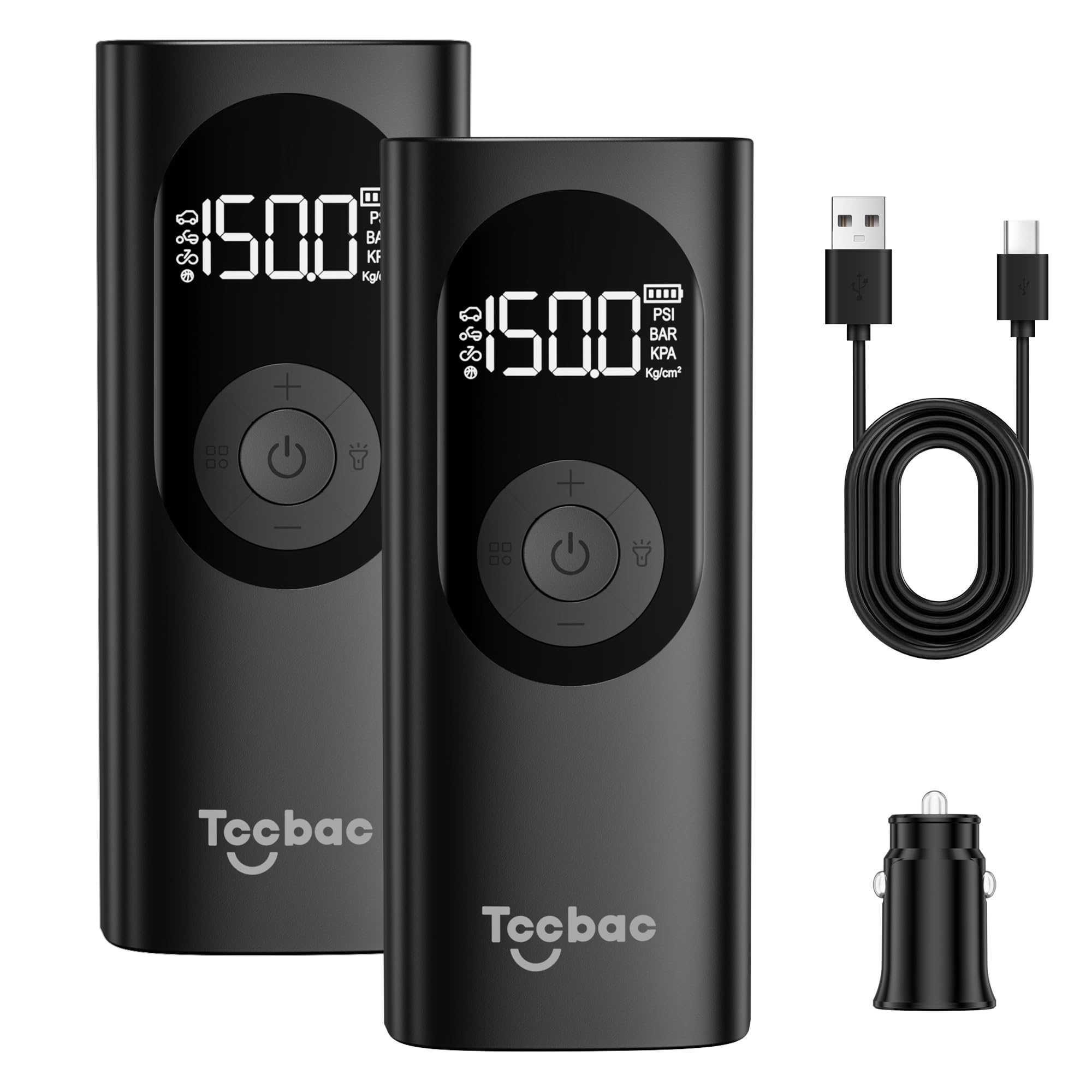 Tire Inflator Portable Air Compressor For Car,With Car Power Adapter Kit (2-Pack)