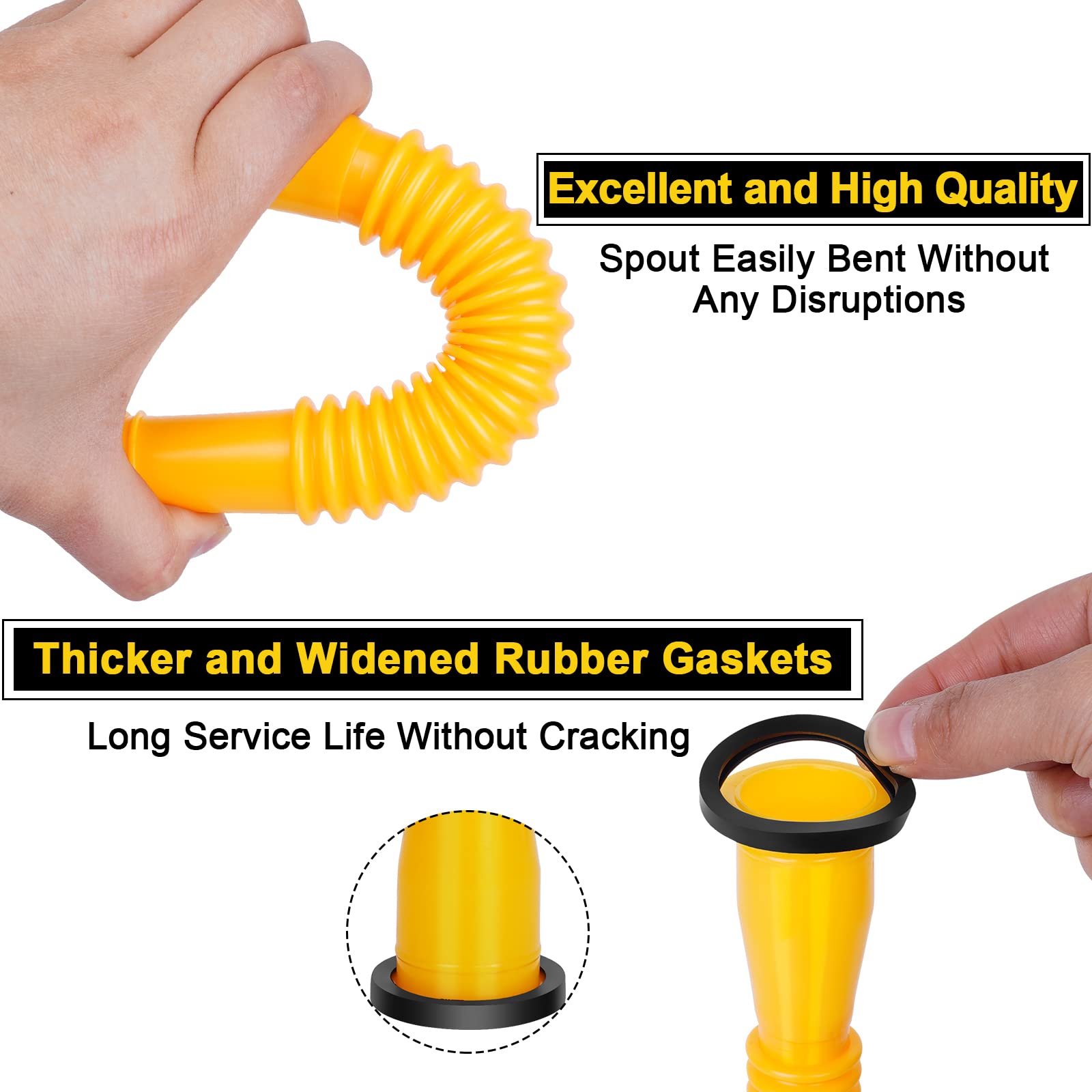Godboy Gas Can Spout Replacement, Gas Can Nozzle, (5 Kit-Yellow) Flexible Pour Nozzle Suitable For Most 1/2/5/10 Gal Oil Cans, Fuel Can Spout Replacement