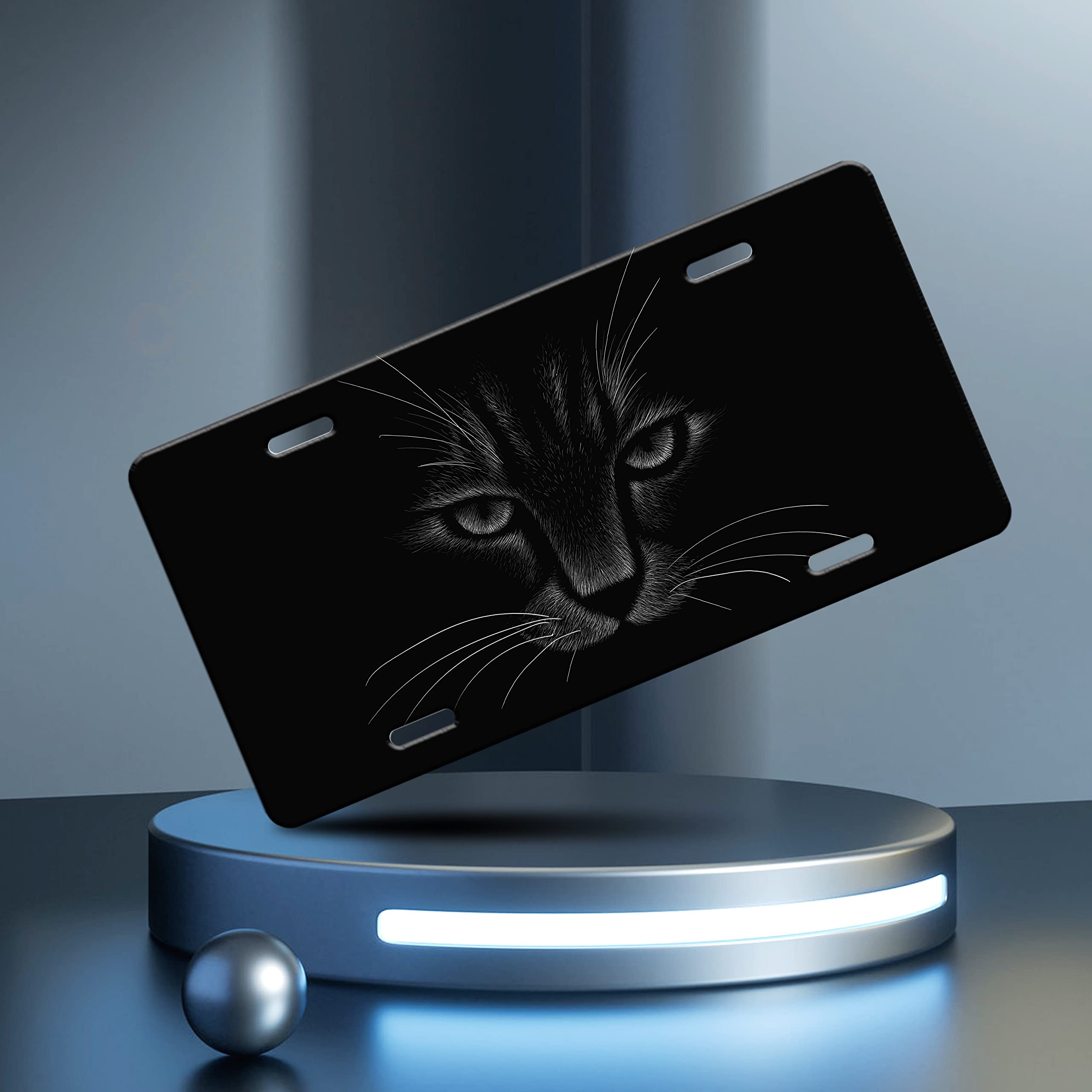 Black Cat License Plate Pet Animal License Plate Funny Kitten Stainless Steel Car Universal Accessory Vanity Tag For Us Canada S