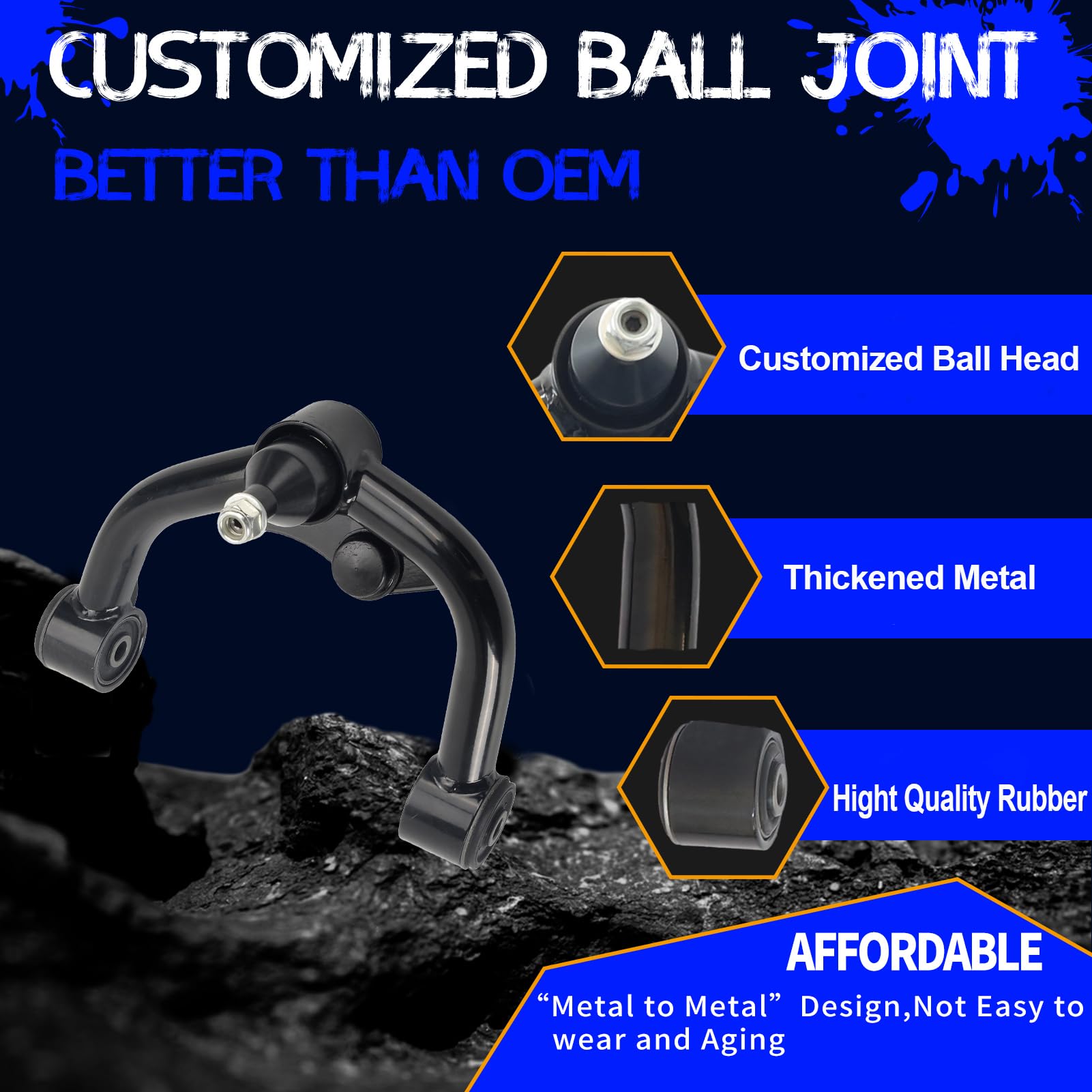 Futaihe Front Upper Tubular Control Arm 1-3' Lift Fits For 2005-2016 Nissan Frontier, 2005-2021 Pathfinder, 2005-2016 Xterra, Suspension Kit With Ball Joint, Replacement Oem Factory/Stock