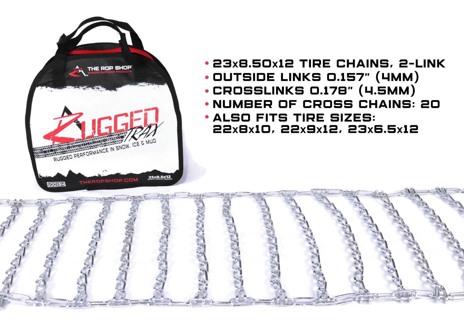 The Rop Shop | Pair Of 2 Link Tire Chains 23X8.5X12 For Snow Blowers, Lawn & Garden Tractors, Mowers & Riders, Utv, Atv, 4-Wheelers, Utility Vehicles