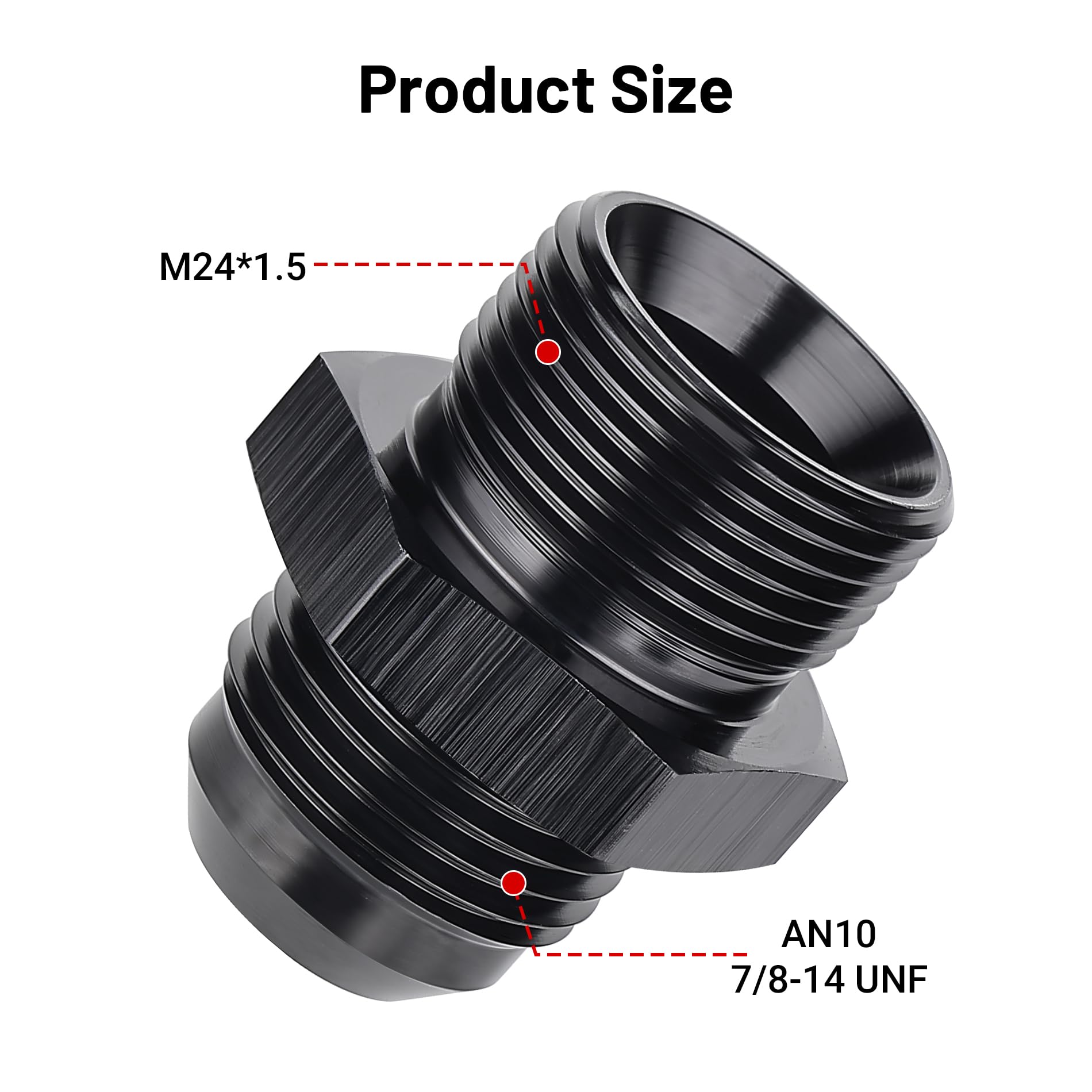 Evil Energy 10An Male Flare To M24 X 1.5Mm Male Metric Fitting Adapter Aluminium Alloy 2Pcs