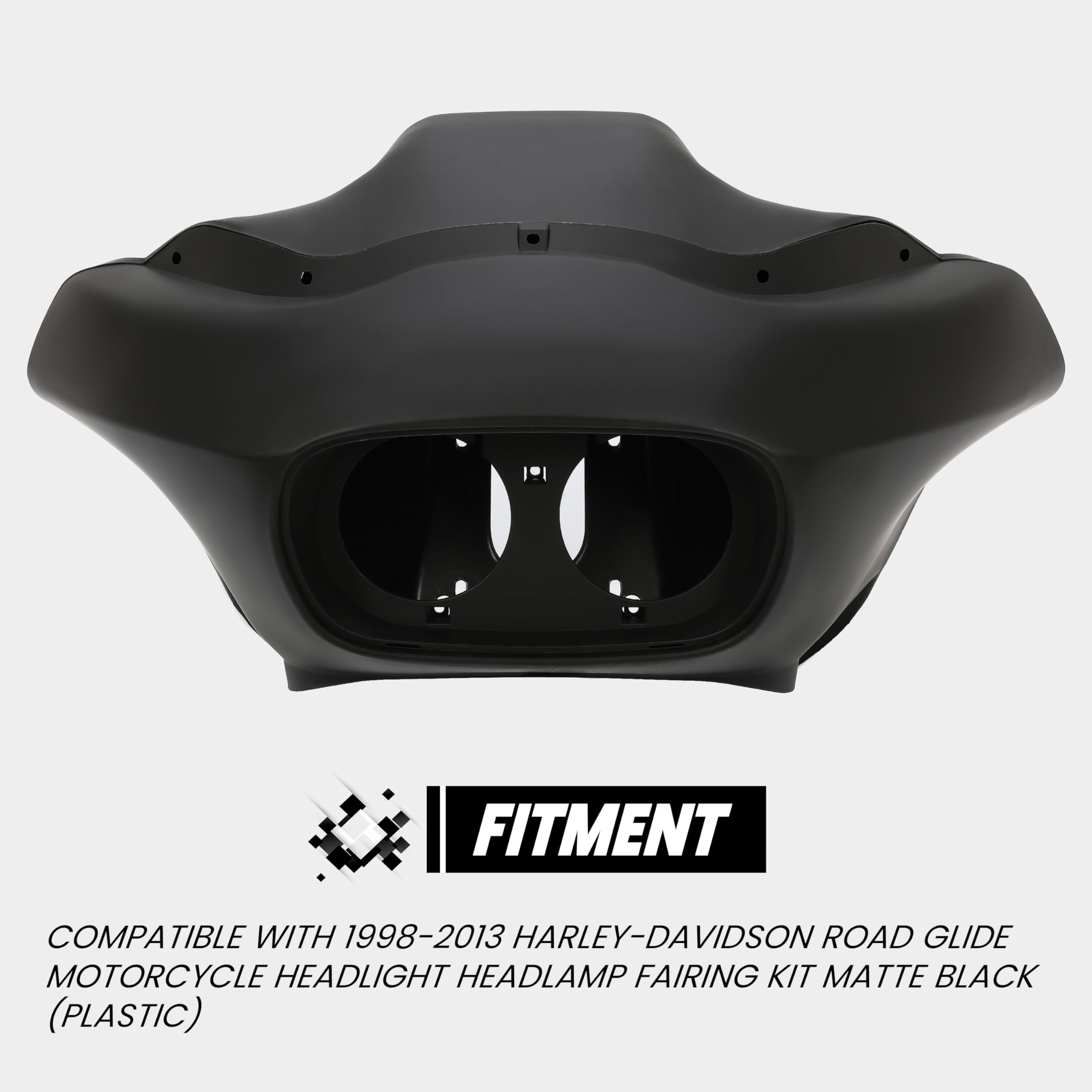 HECASA Batwing Front Inner & Outer Fairing Compatible with 1998-2013 Harley-Davidson Road Glide Motorcycle Headlight Headlamp Fa