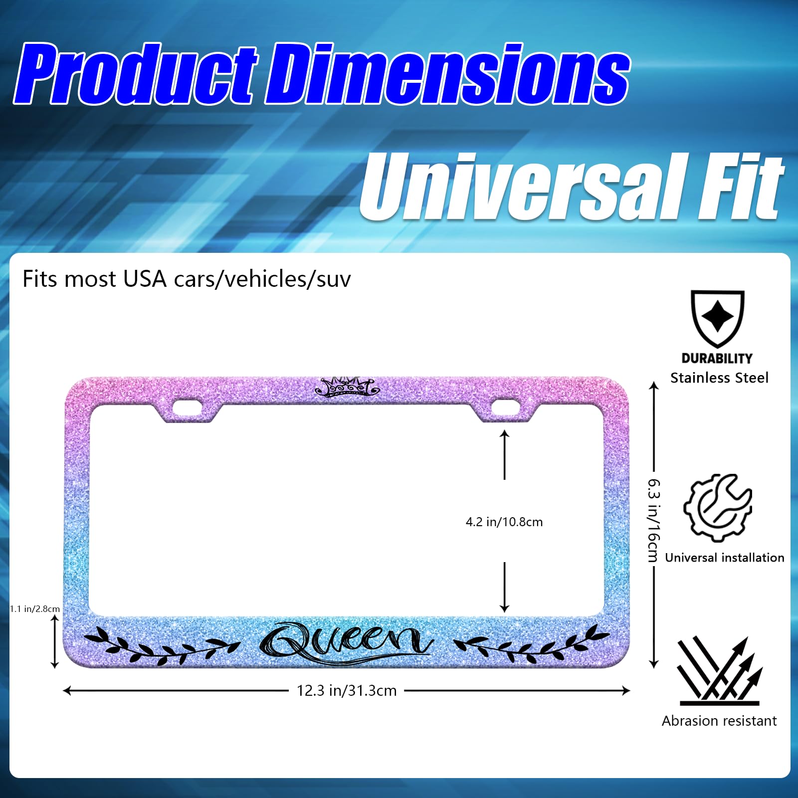 Crown Queen License Plate Frames Pink Funny License Plate Holder for Car Decor Parts Personalized Stainless Steel License Plate