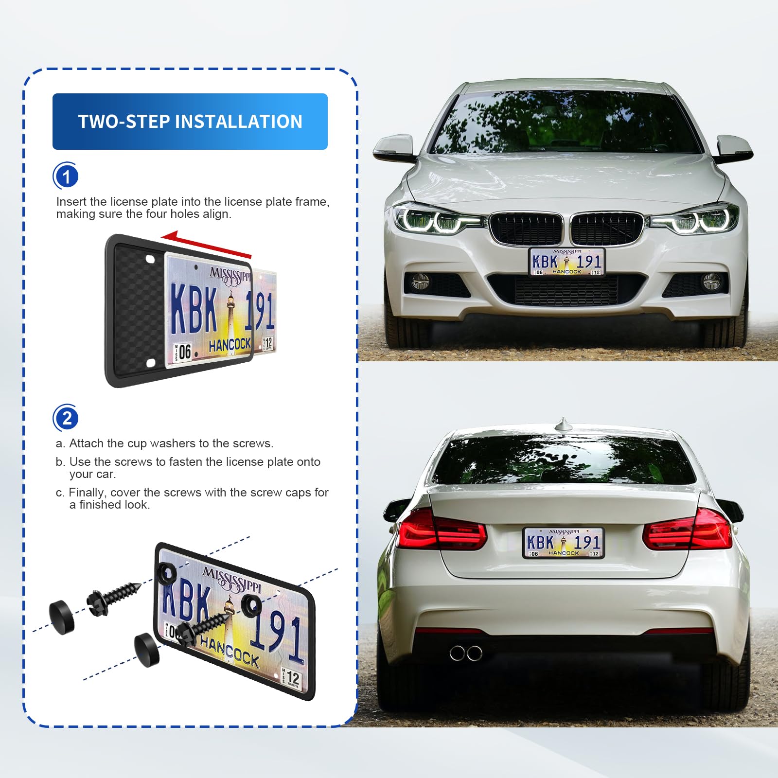 Podestaa 1 Pack License Plate Frames, TPU Black Car Licence Plates Frame Holder for Men and Women - Front & Rear Plate Frame Pro